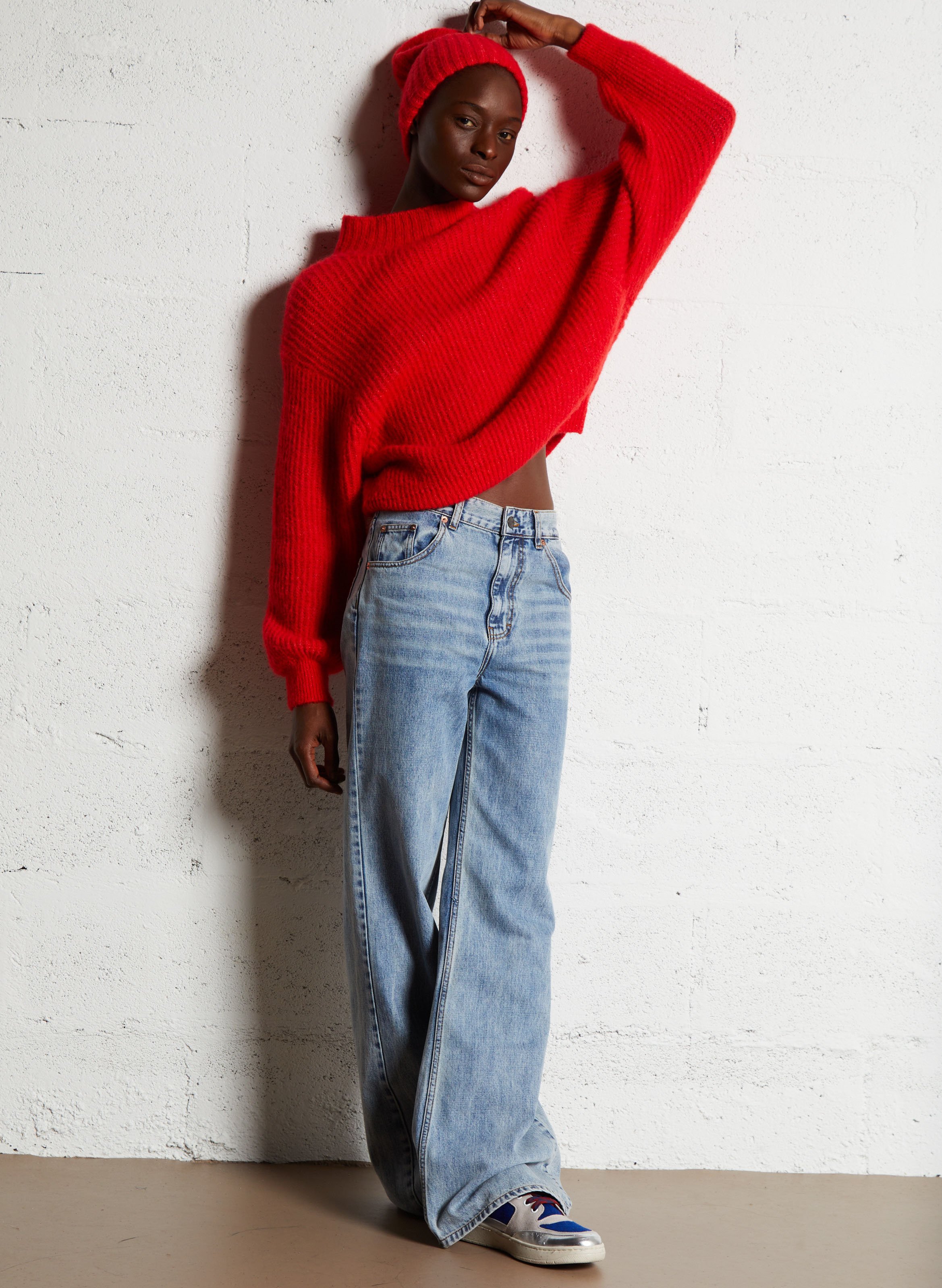 Gebreide trui met opstaande hals AMERICAN VINTAGE Rood