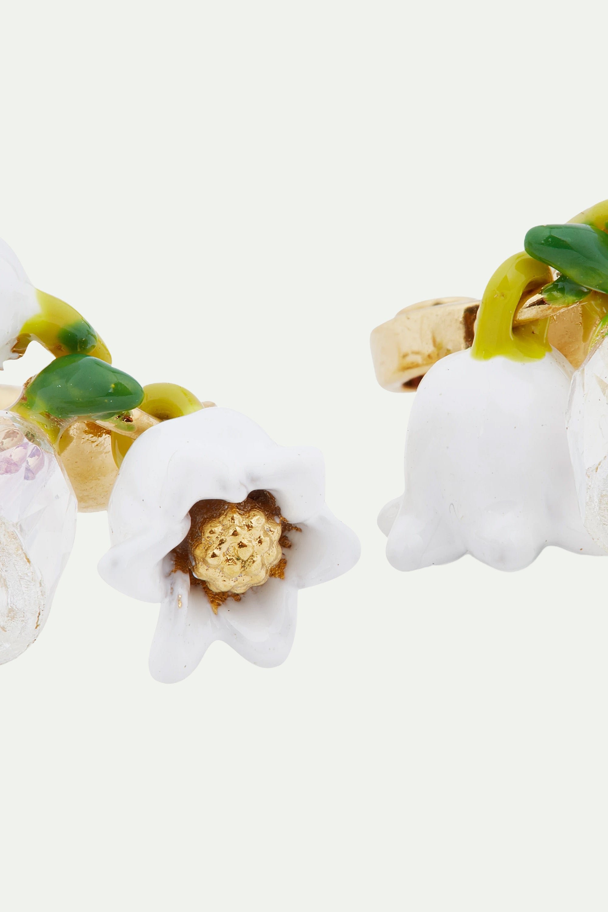 Lily-of-the-valley sprig sleeper earrings LES NEREIDES White
