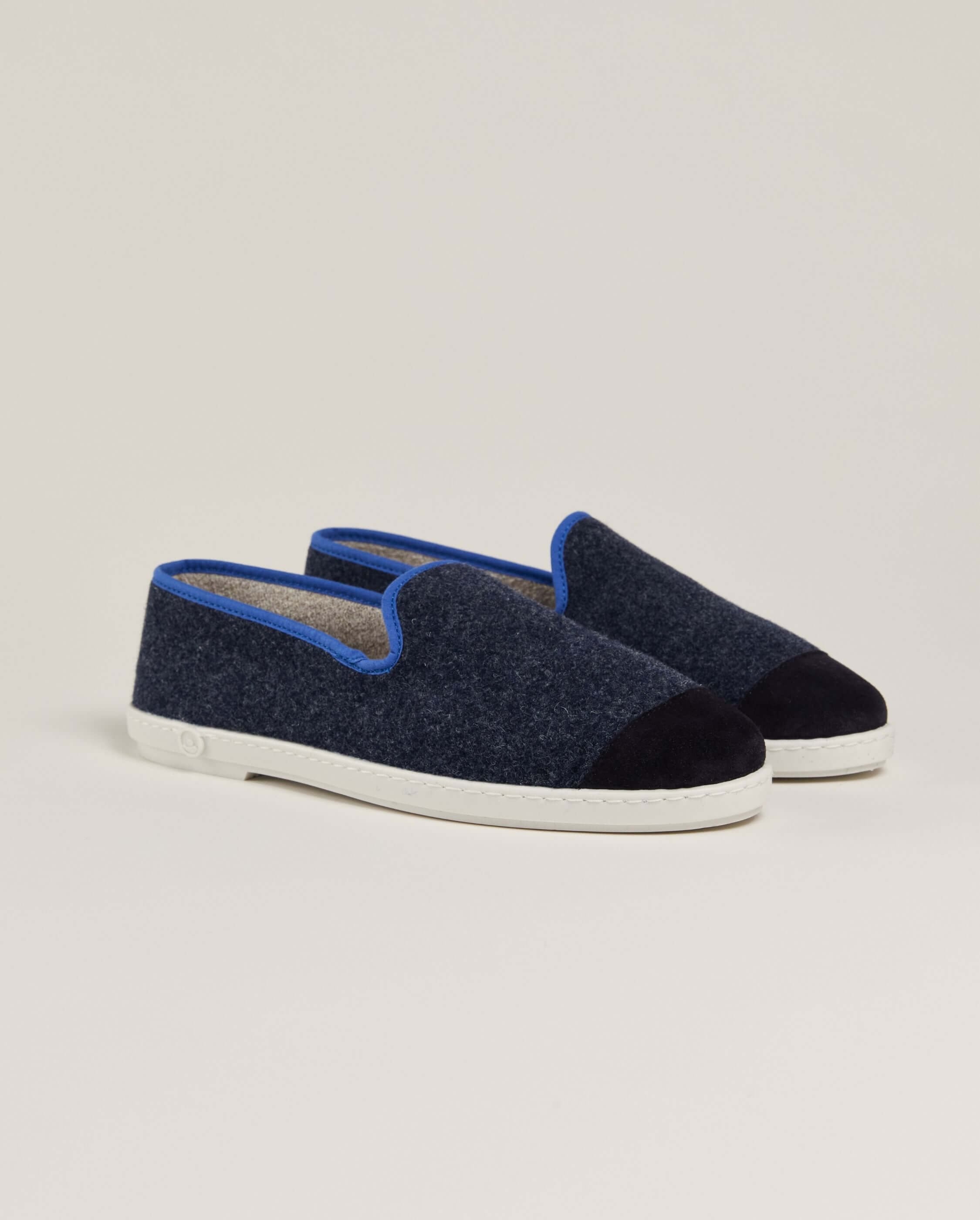 Men's wool slippers, navy ocean ANGARDE Blue