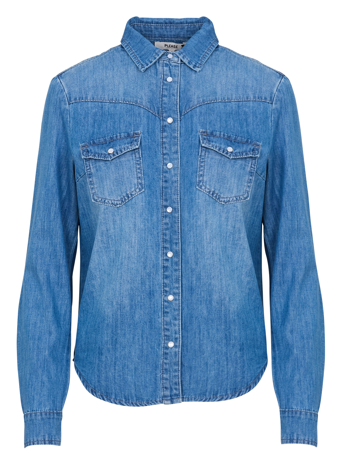 Rechte spijkerblouse met knoopsluiting PLEASE Blauw