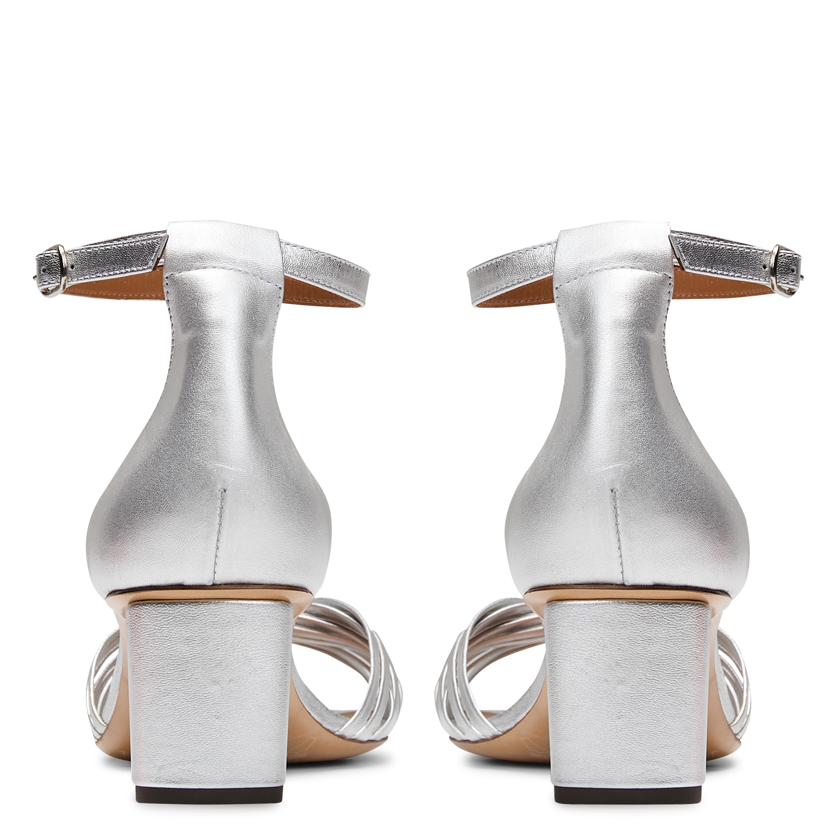 Sandales à talon en cuir métallisé RIVECOUR Argent