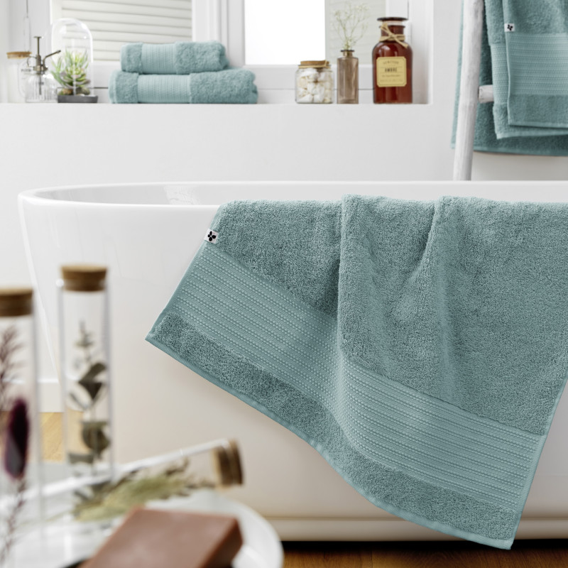 100% combed cotton bath towel L'EFFET PAPILLON Blue