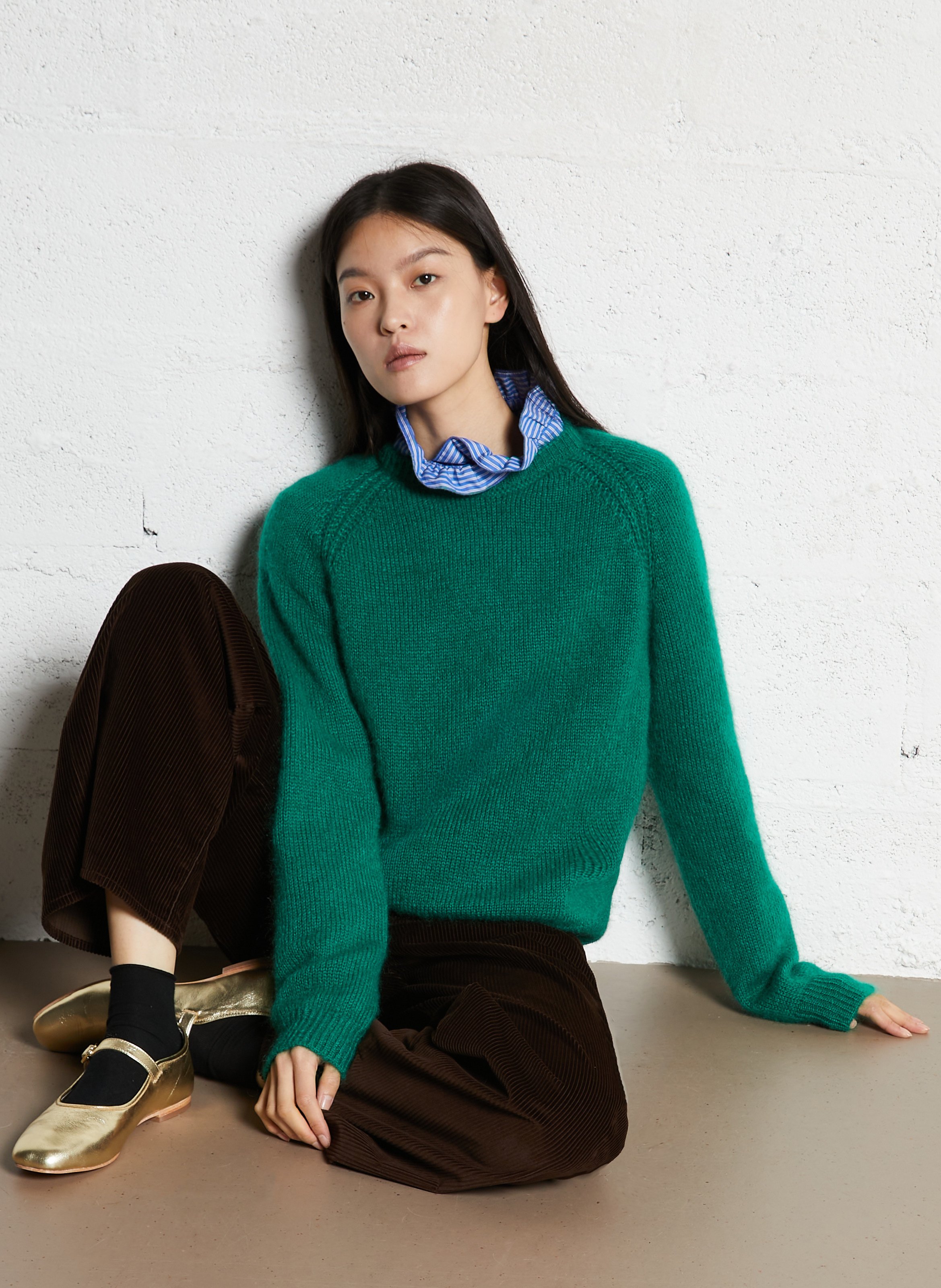 Rechte trui van gemengde mohair SUZIE WINKLE Groen