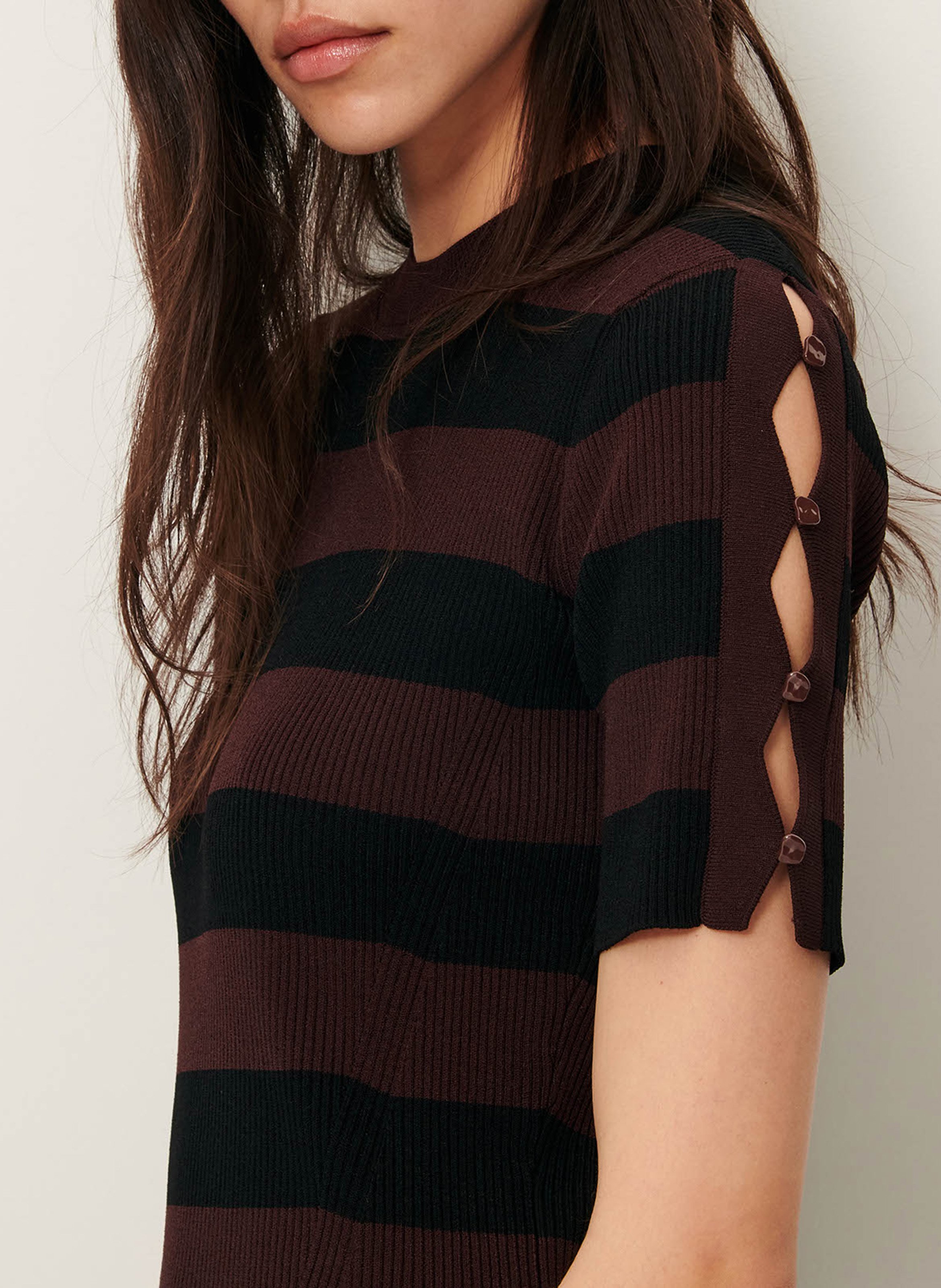 Robe longue ajustée à rayures SESSUN Noir