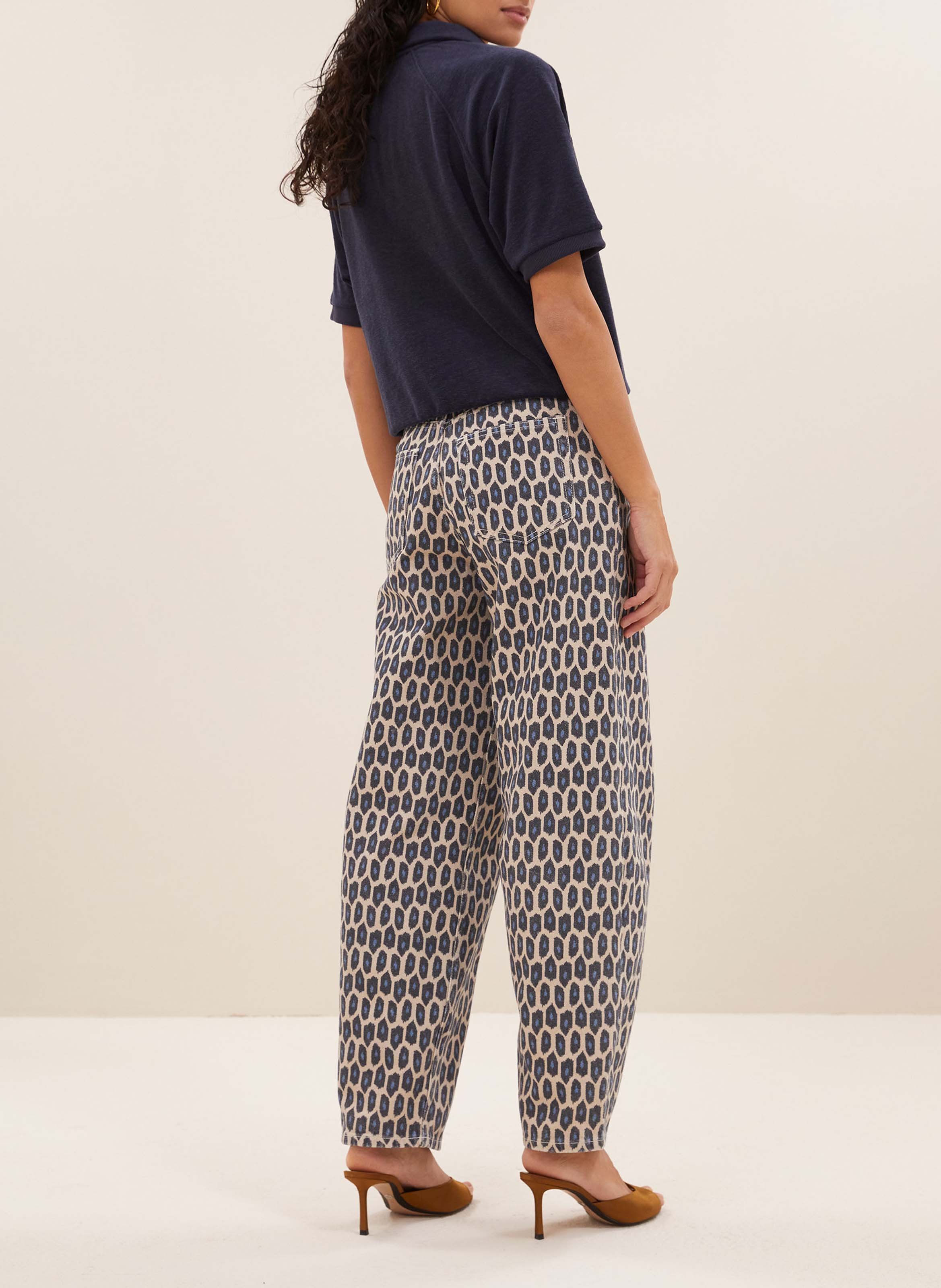 V-neck polo in blended organic cotton BY BAR Blue