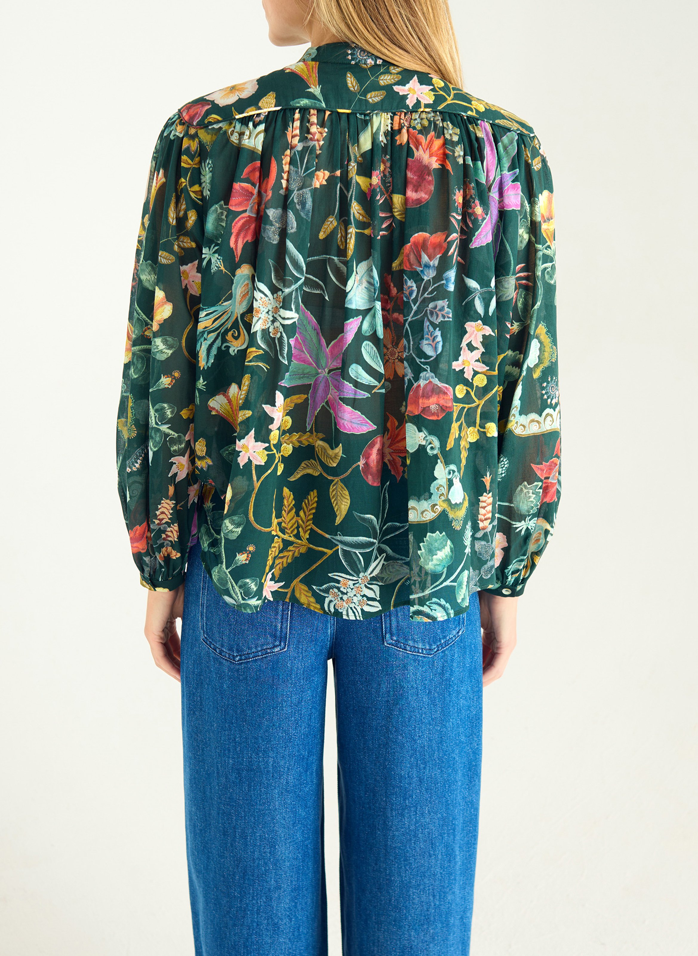 Chemise ample col rond imprimée COTELAC Vert