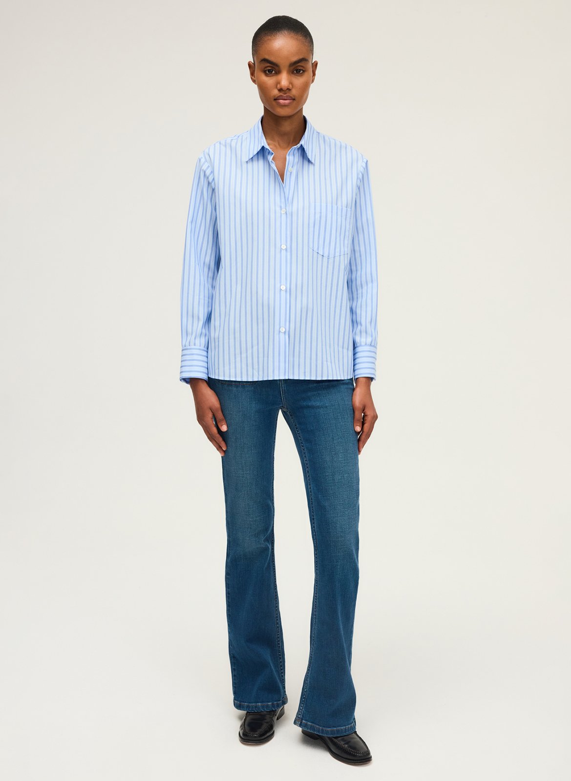 Shirt with classic collar in stripes PABLO Blue