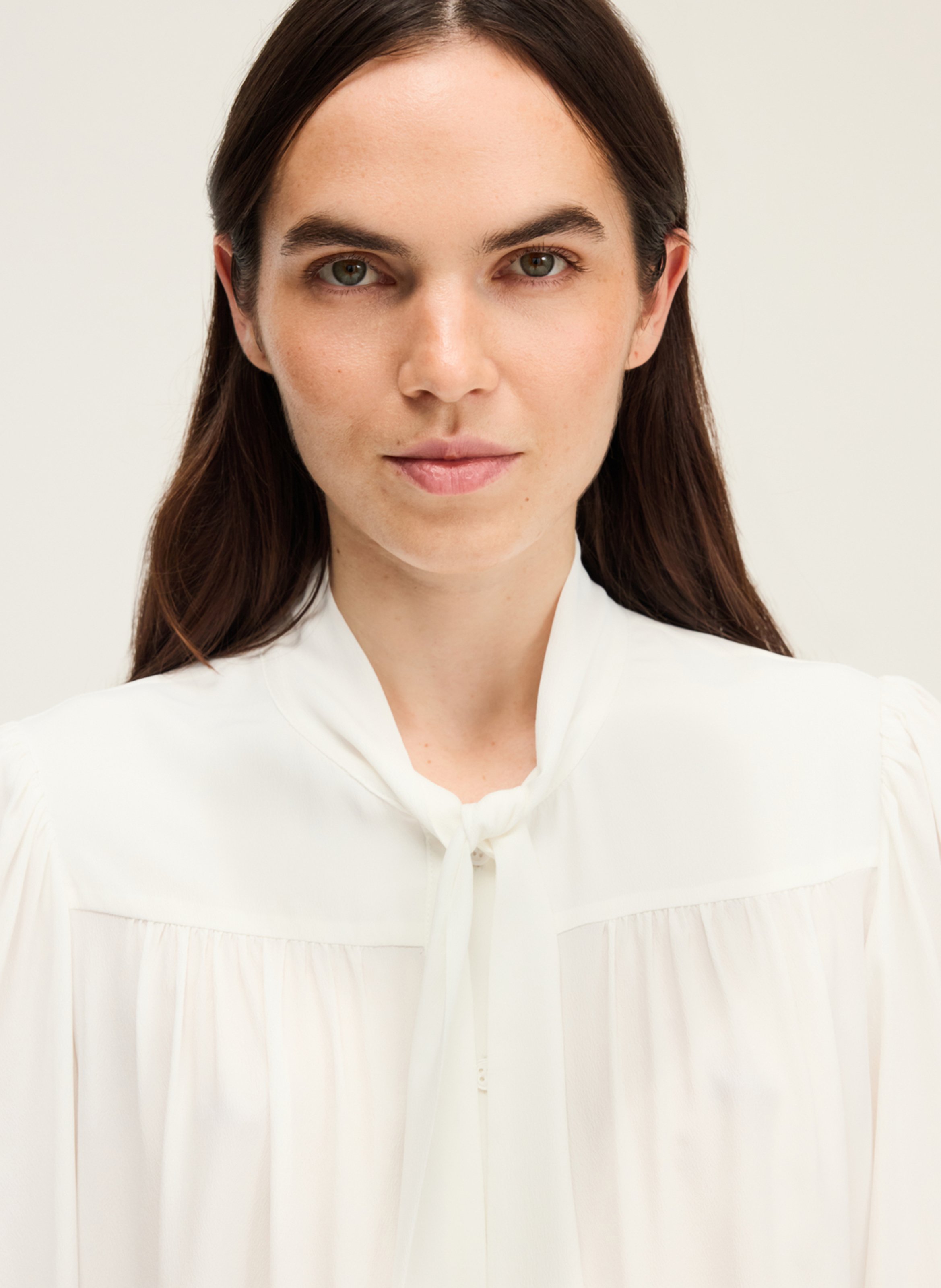 Chemise droite col lavallière PABLO Beige