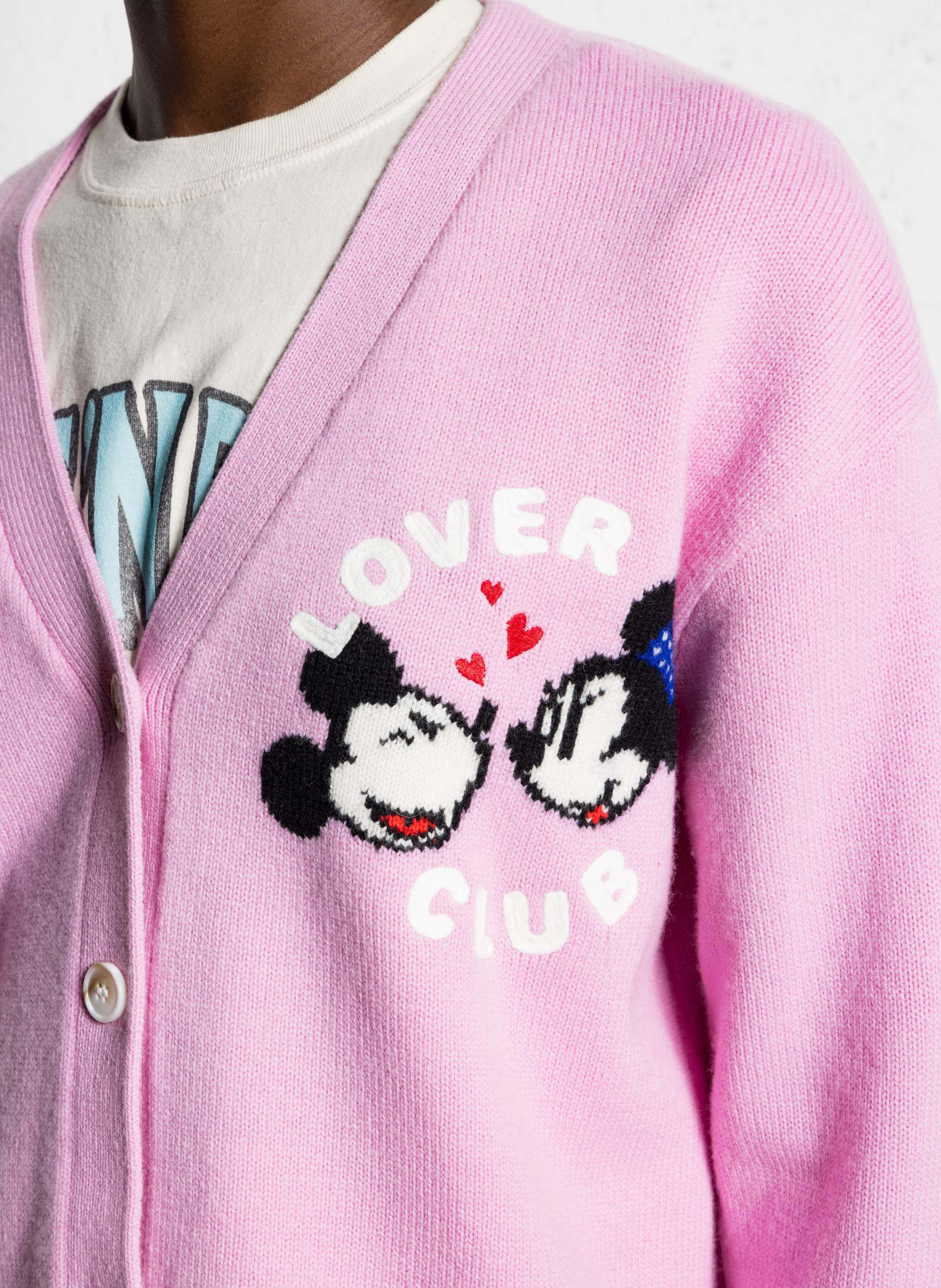 Gilet col V en laine BERENICE Rose