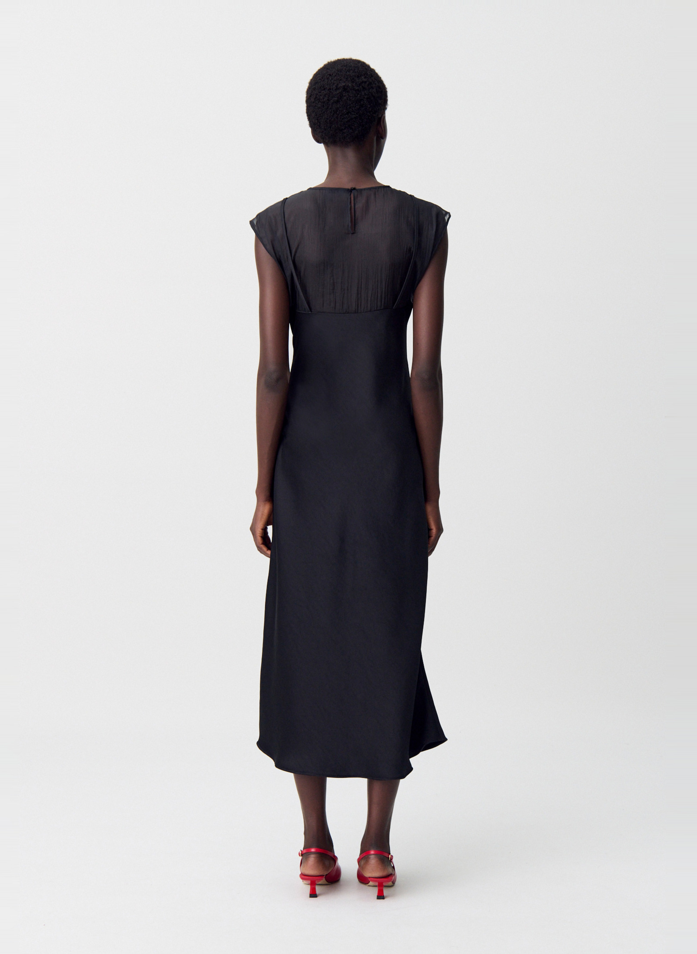 Robe longue ajustée satinée CLAUDIE PIERLOT Noir