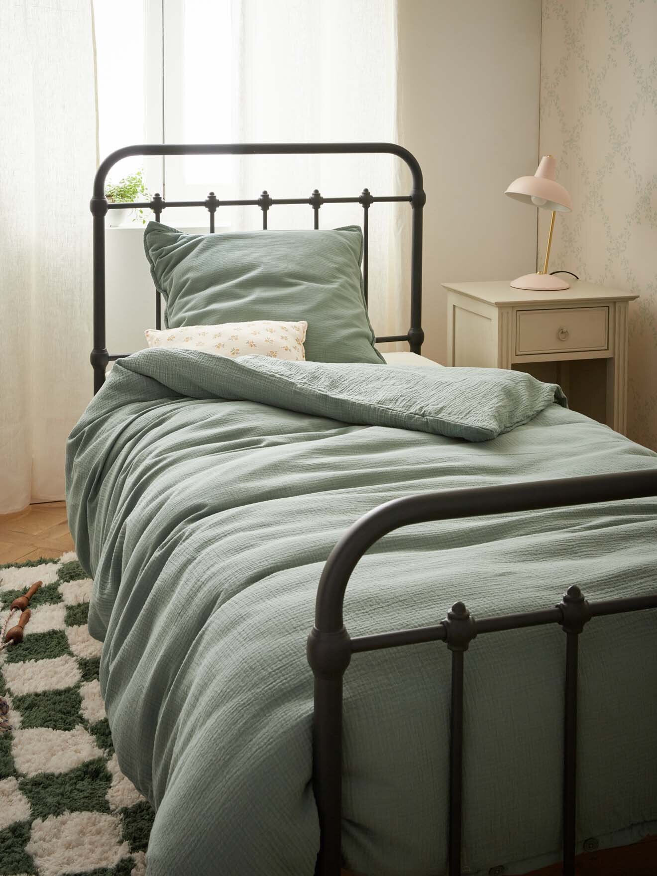 “Waffled” cotton gauze comforter cover CYRILLUS Green