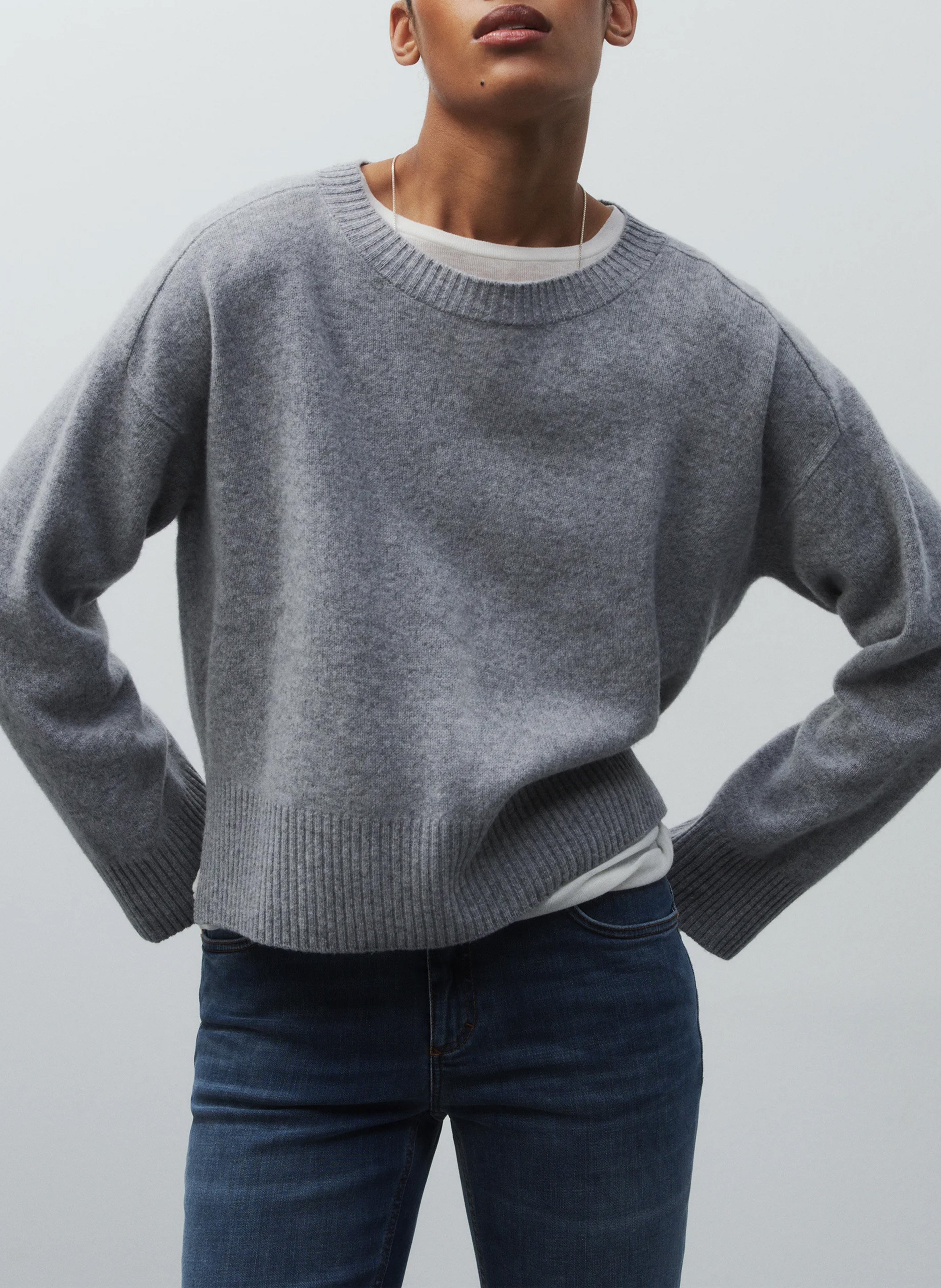 Pull oversize col rond en laine CLOSED Gris