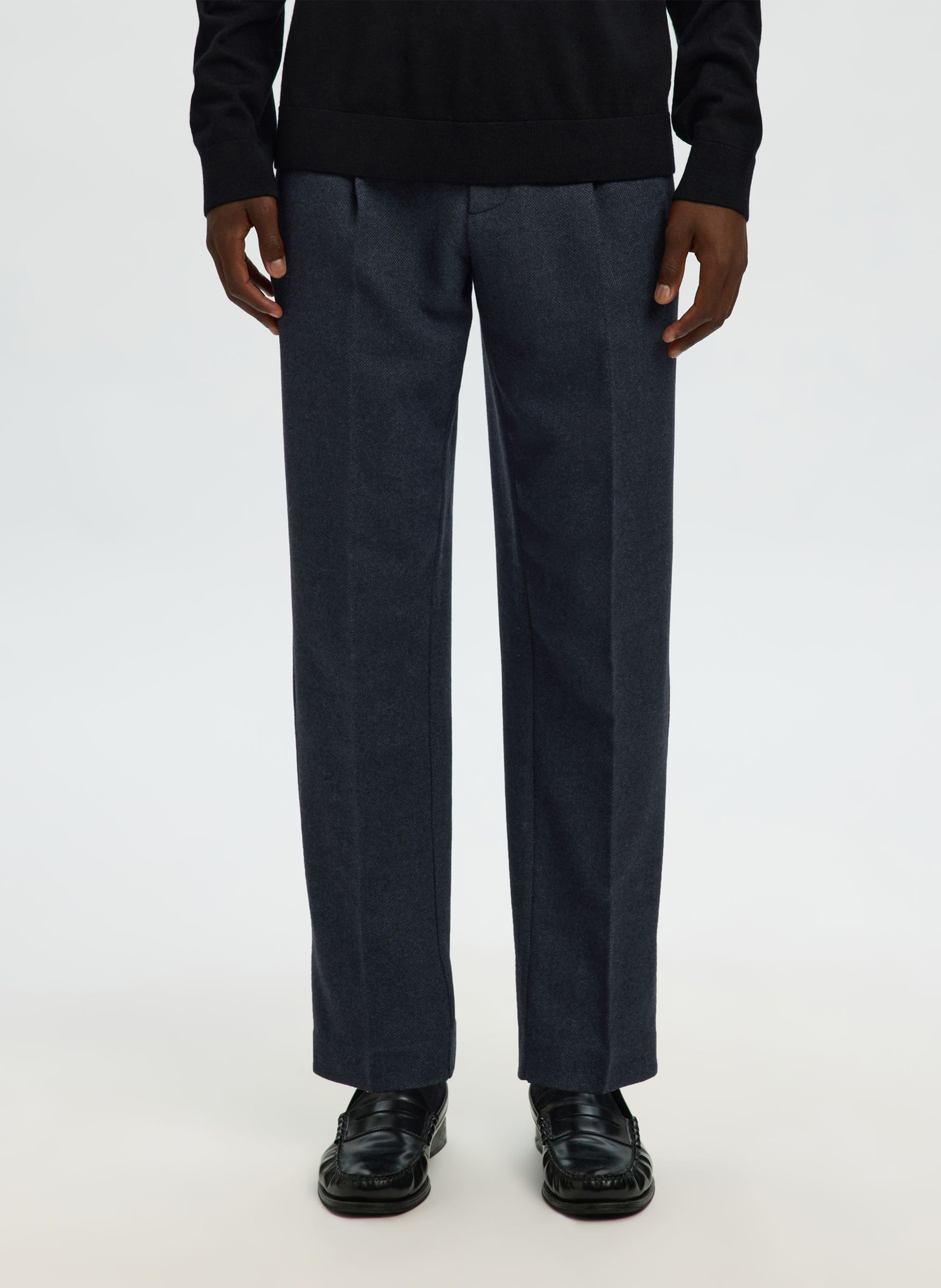 Einfarbige gerade Hose mit Kordelzug SELECTED Blau