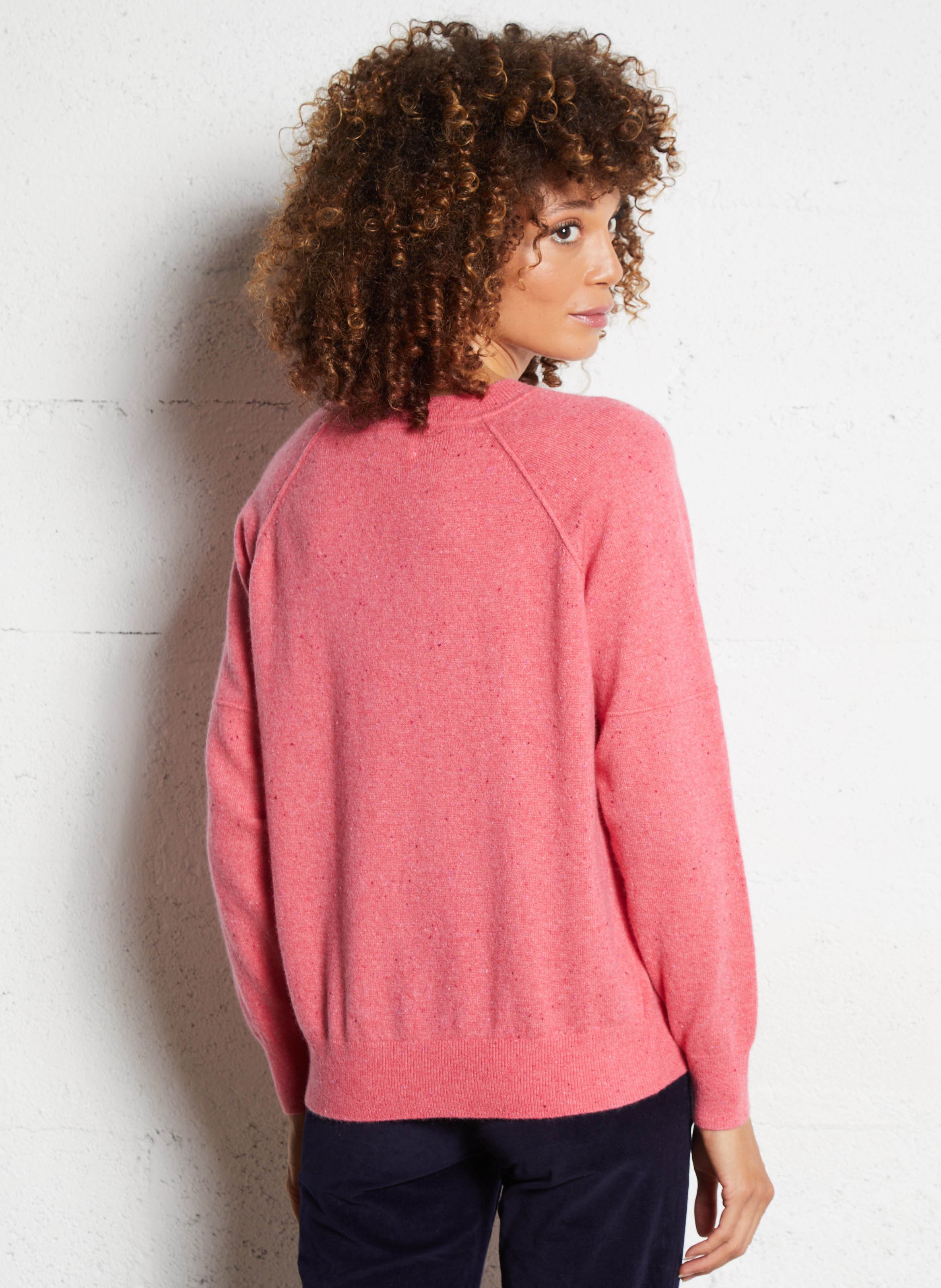 Pull col rond moucheté en cachemire MAISON 123 Rouge