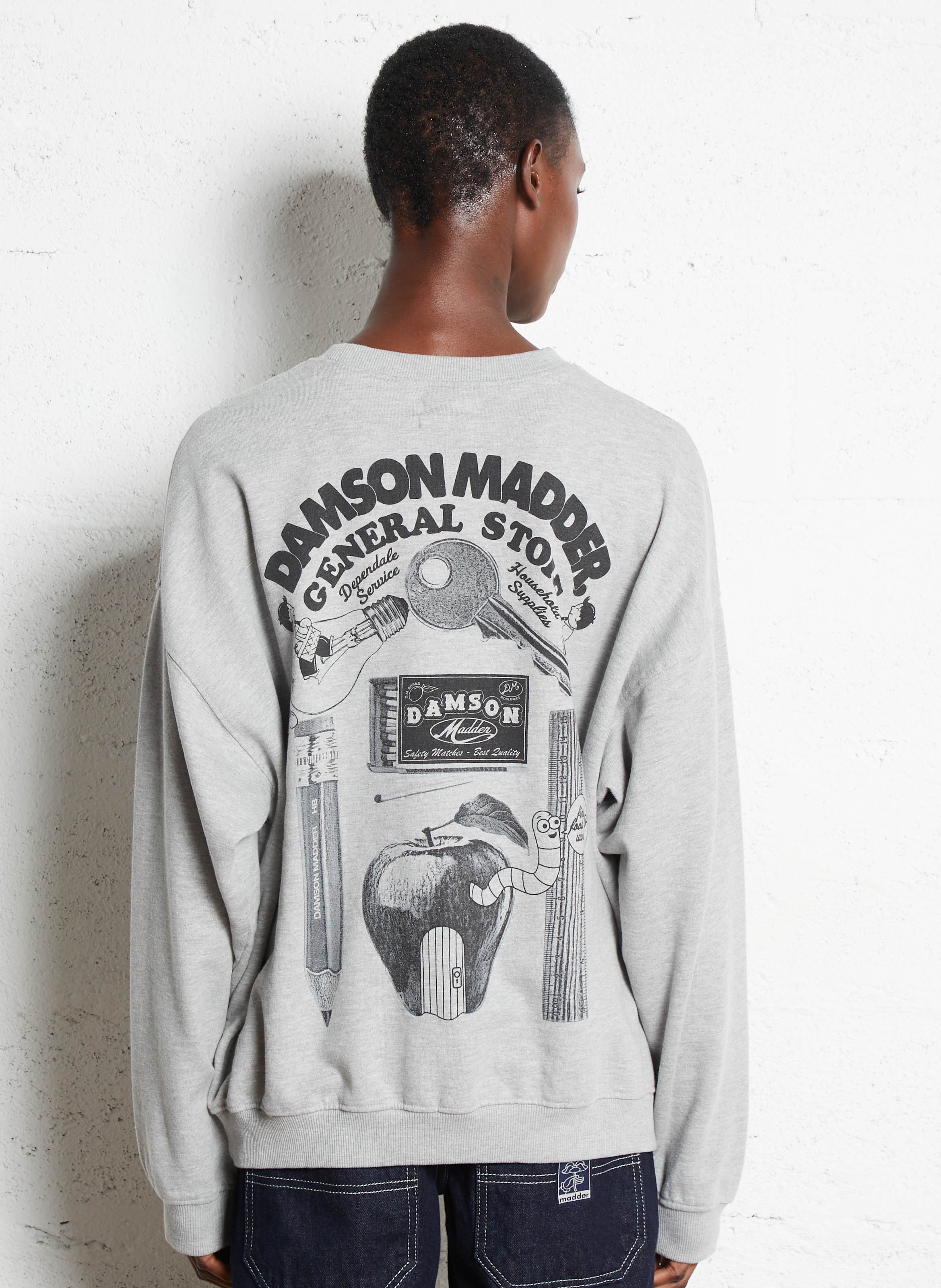 Sweat ample imprimé en coton bio DAMSON MADDER Gris