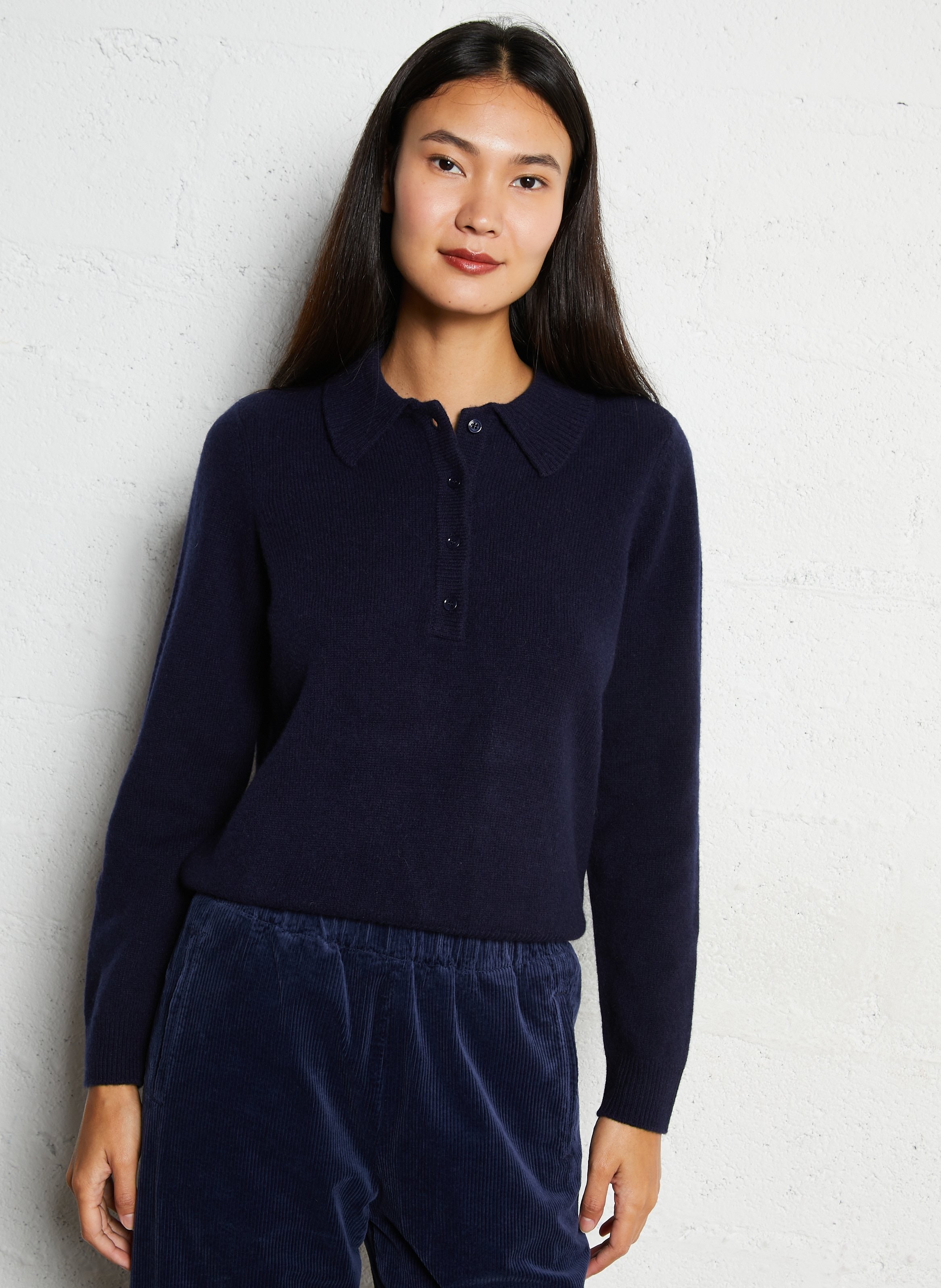 Oversized wool and cashmere polo neck sweater PETITE MENDIGOTE Blue