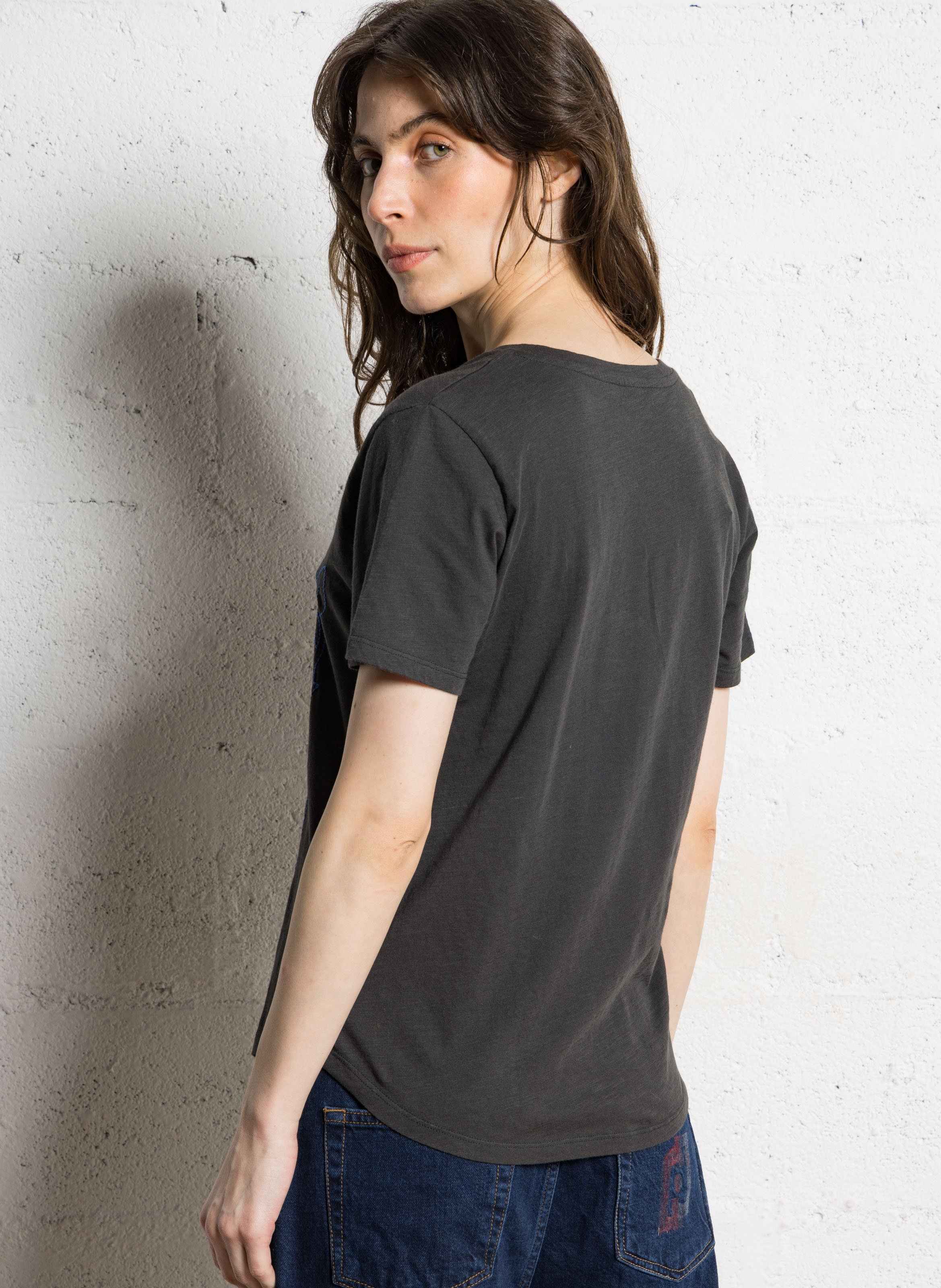 T-shirt van biokatoen met ronde hals LEON & HARPER Grijs