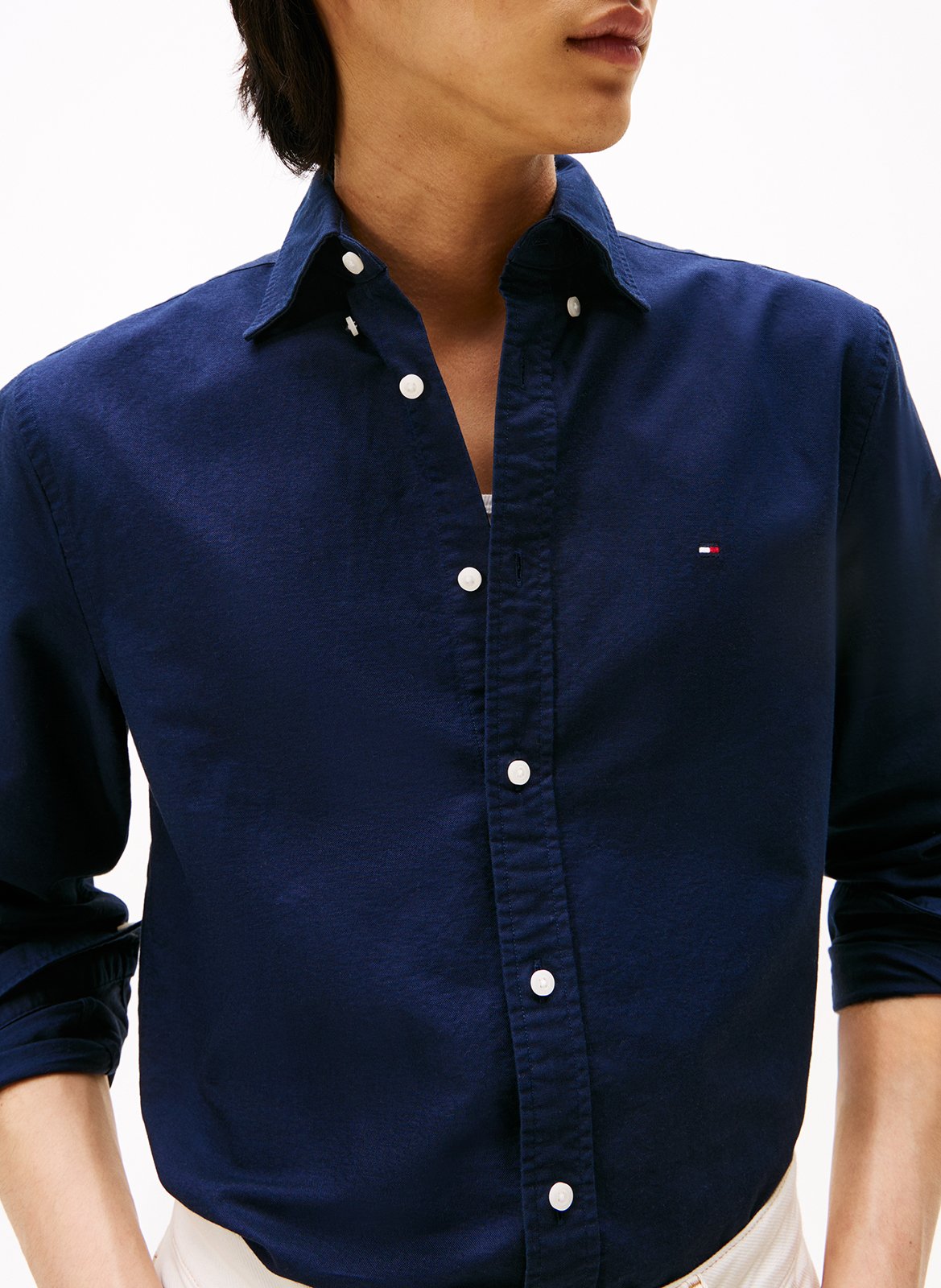 Hemd mit Button-down-Kragen aus Bio-Baumwoll-Mix TOMMY HILFIGER Blau