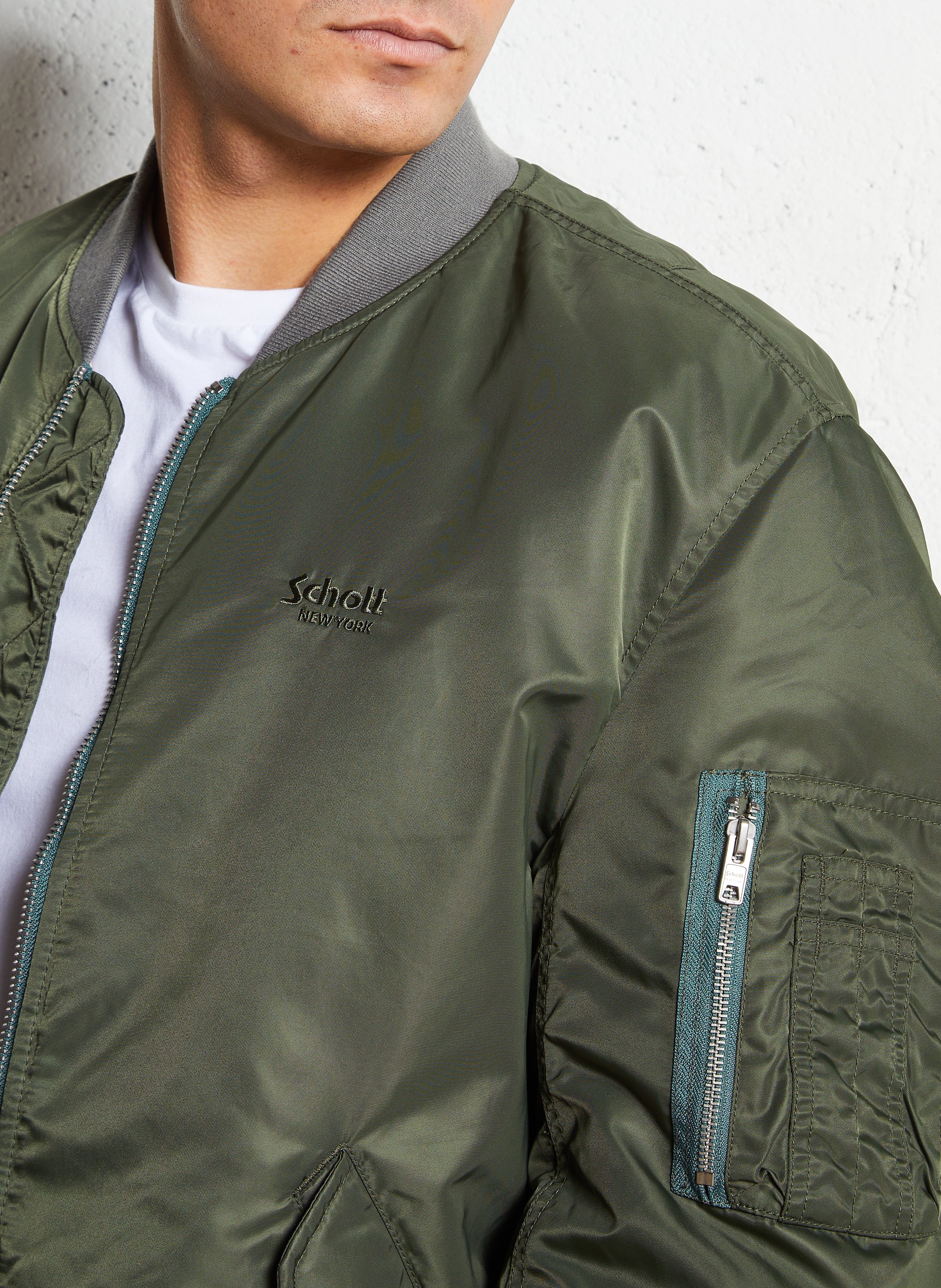 Blouson oversize col teddy SCHOTT Vert