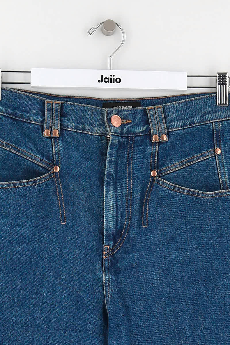 Straight cotton-blend pants ISABEL MARANT - Seconde Main Blue