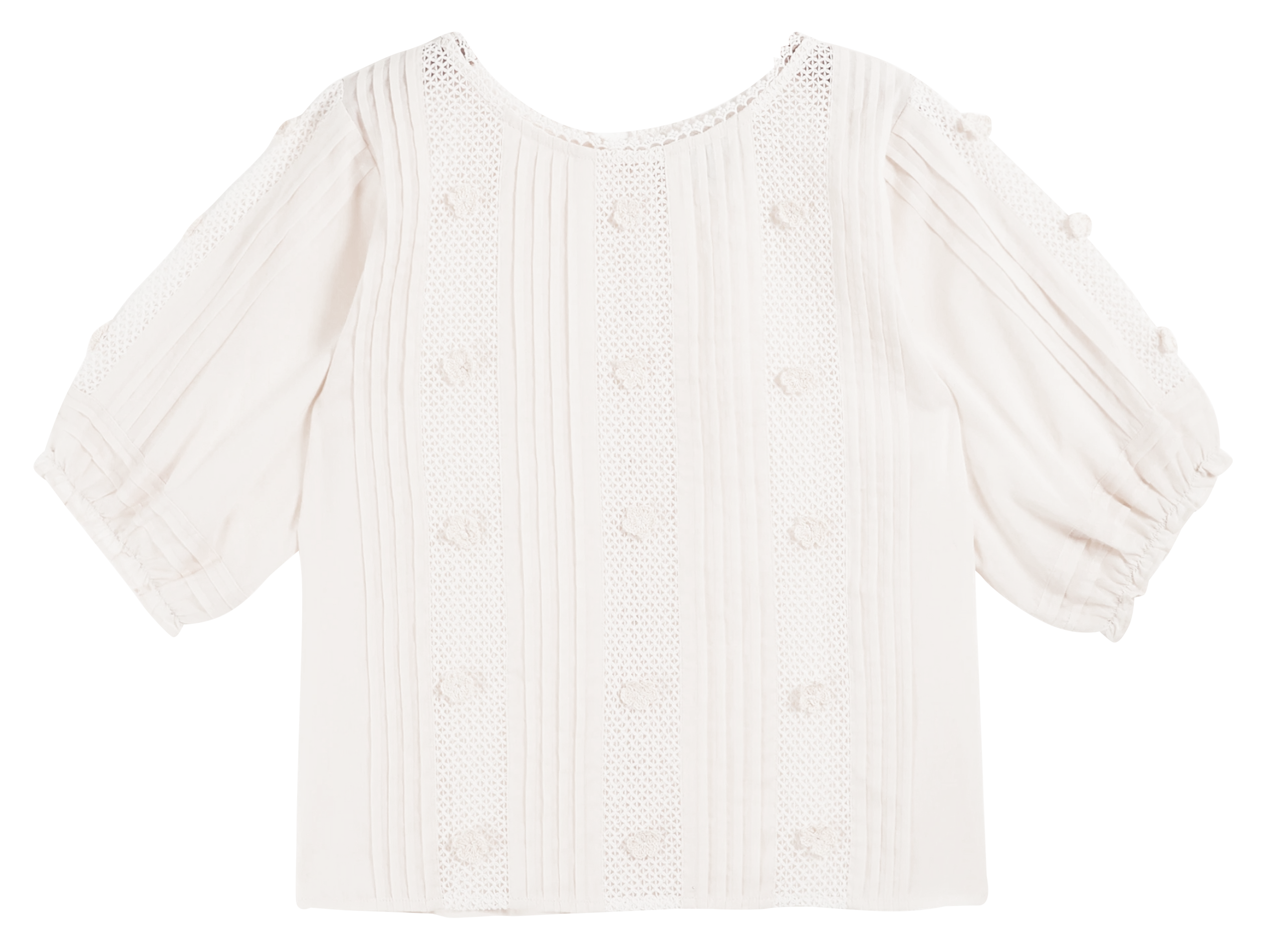 Blouse van biokatoen met ronde hals EMILE ET IDA Beige