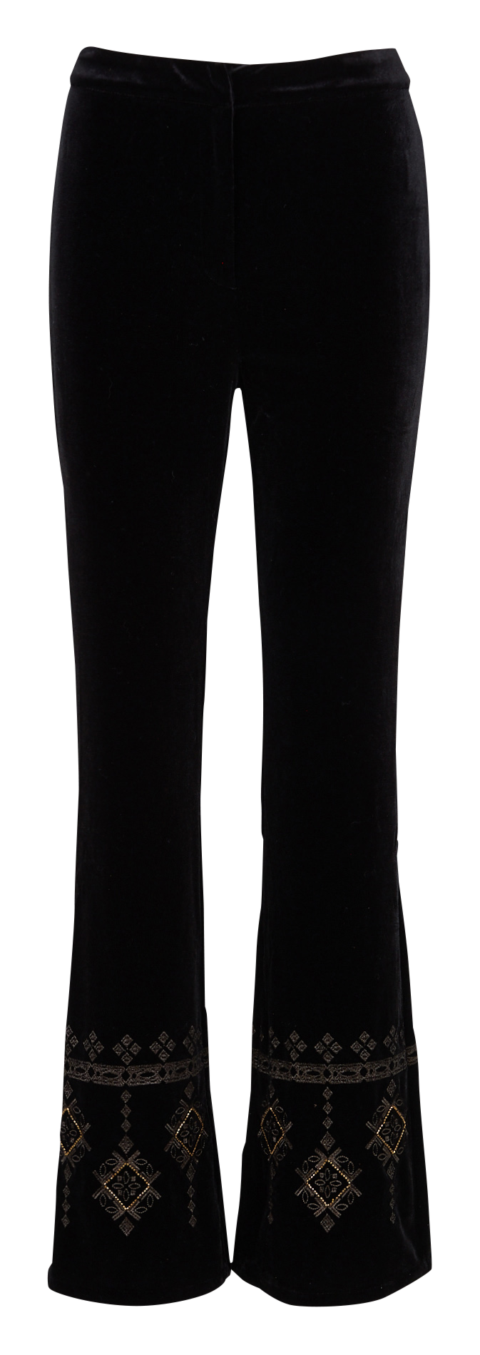 Flare velvet embroidered pants LA PETITE ETOILE Black