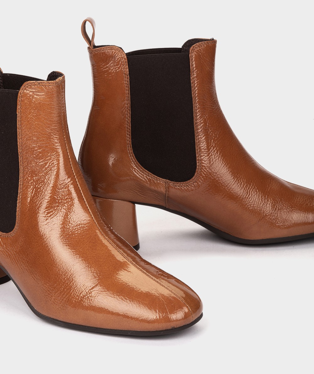 Brown patent leather ankle boots PEDRO MIRALLES Brown
