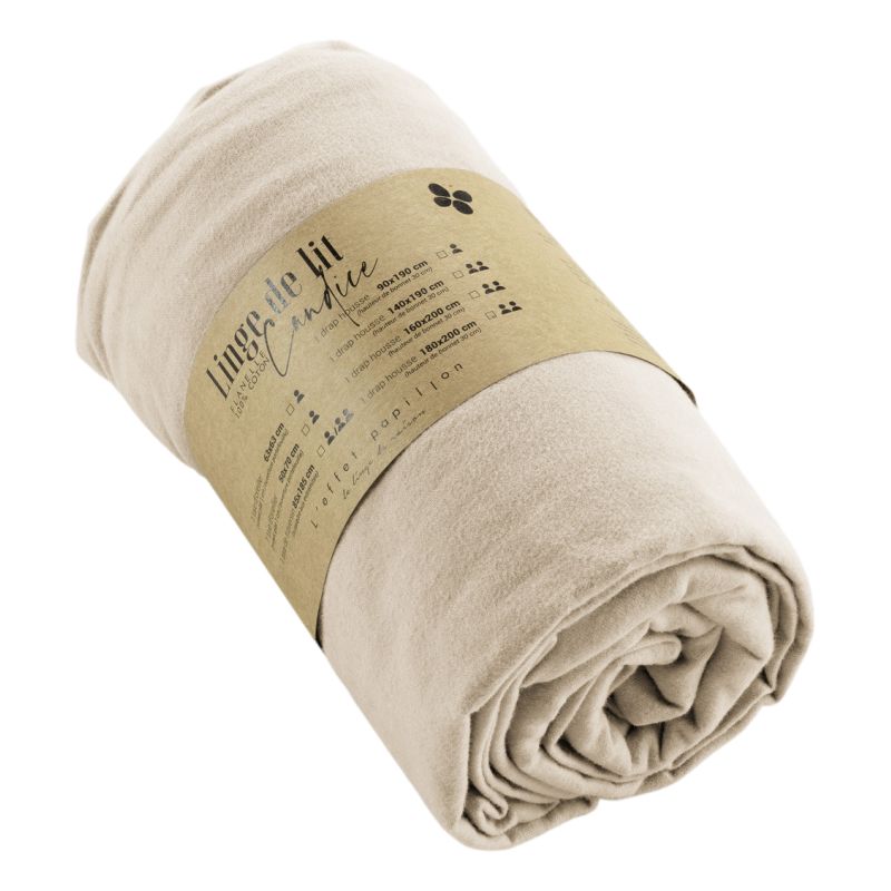 "Candice" fitted sheet all sizes cotton flannel. L'EFFET PAPILLON Multicolored