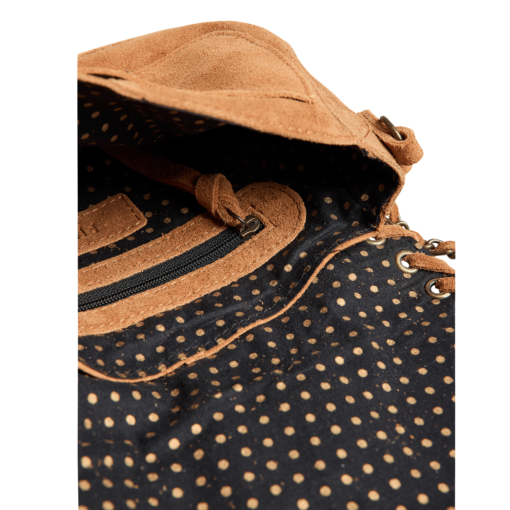 Sac bandoulière en cuir velours imprimé PIECES Marron