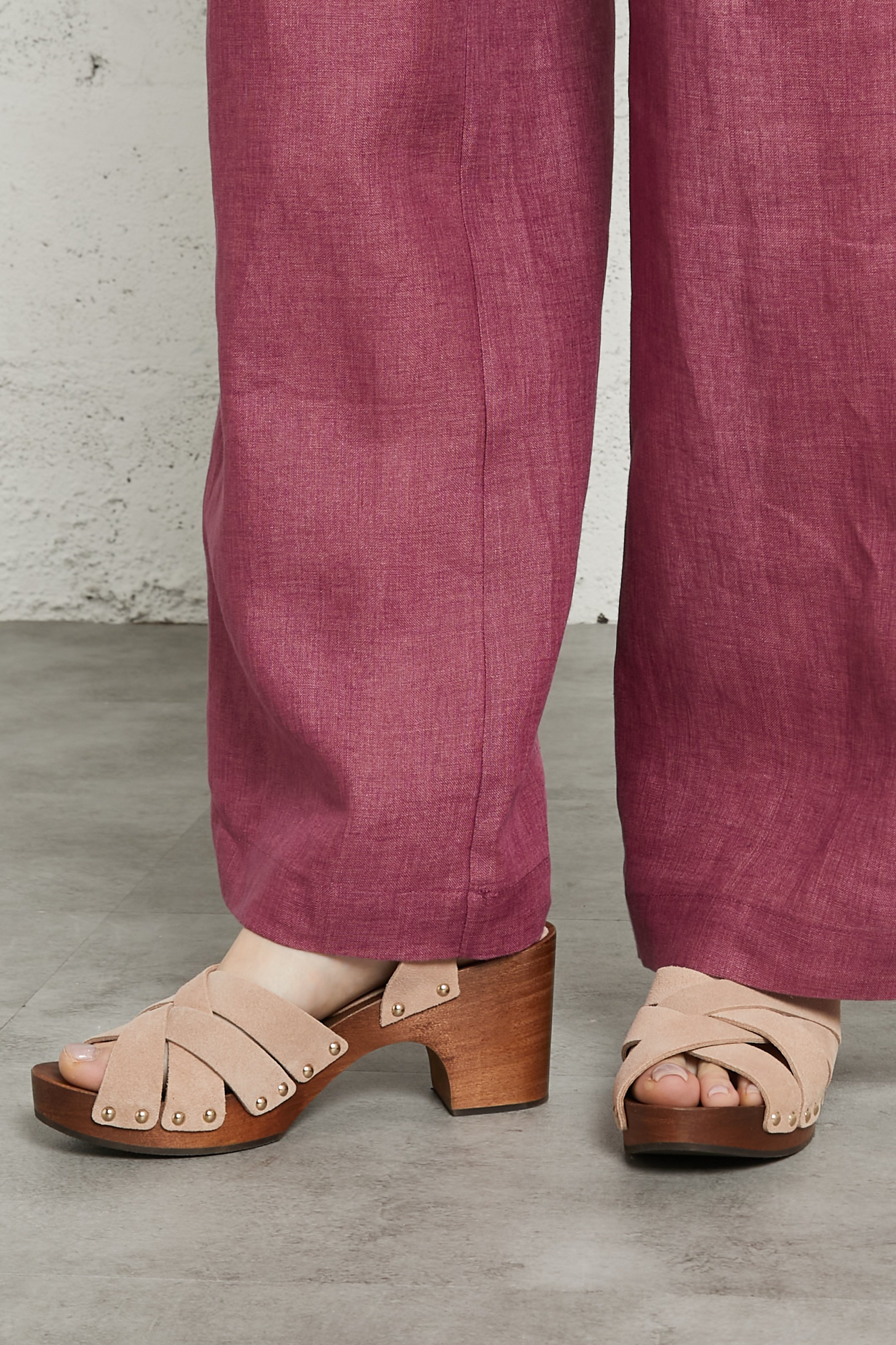 Sabots à talons en cuir MAISON 123 Rose