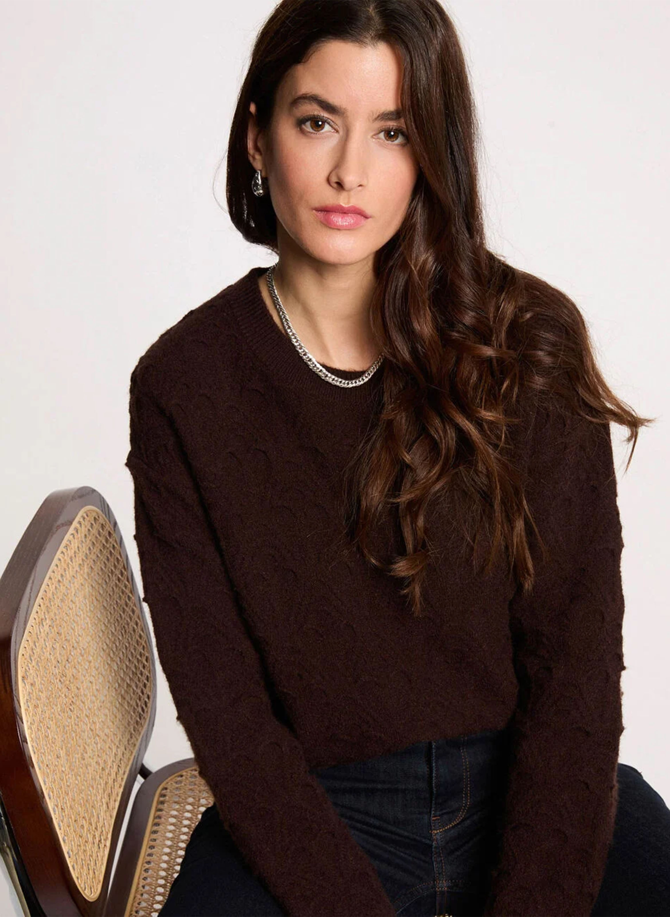 Pull col rond  MORGAN Brown