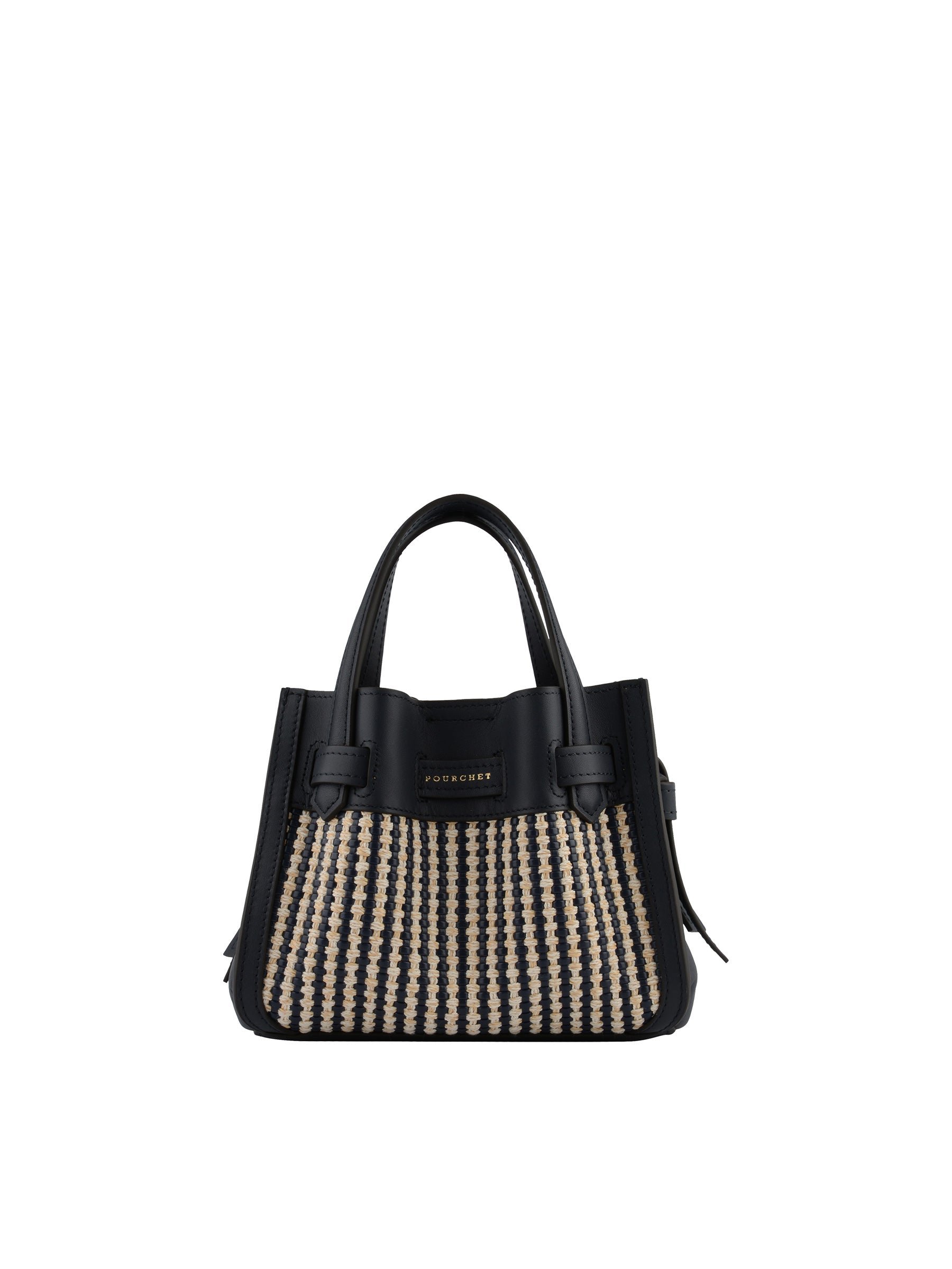 Calfskin leather handbag POURCHET Blue