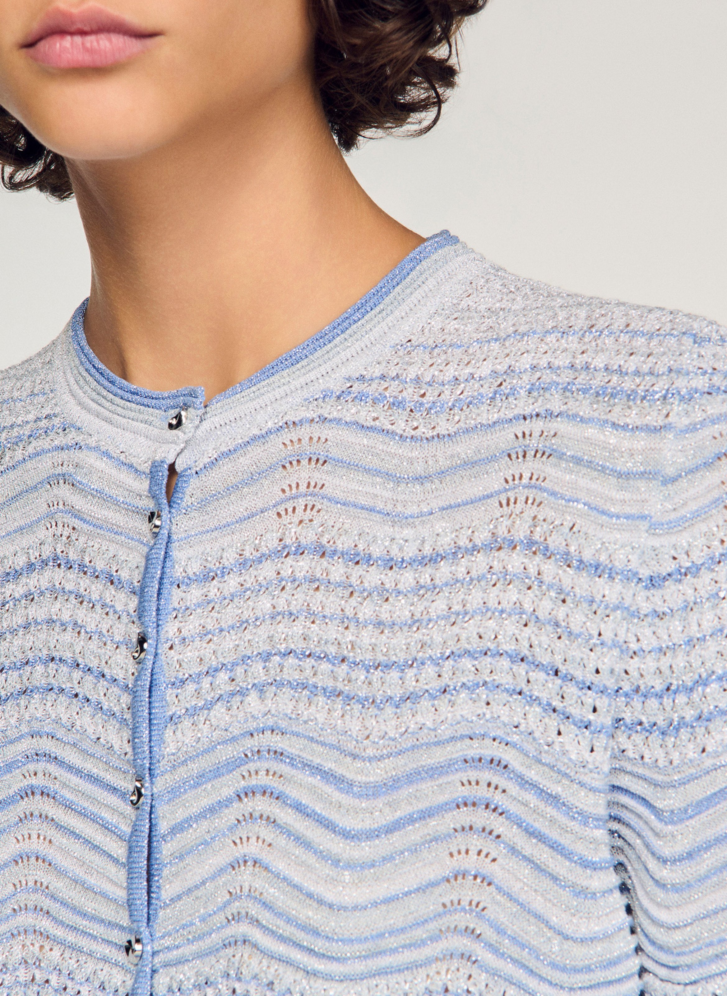 Gilet moulant col rond SANDRO Bleu