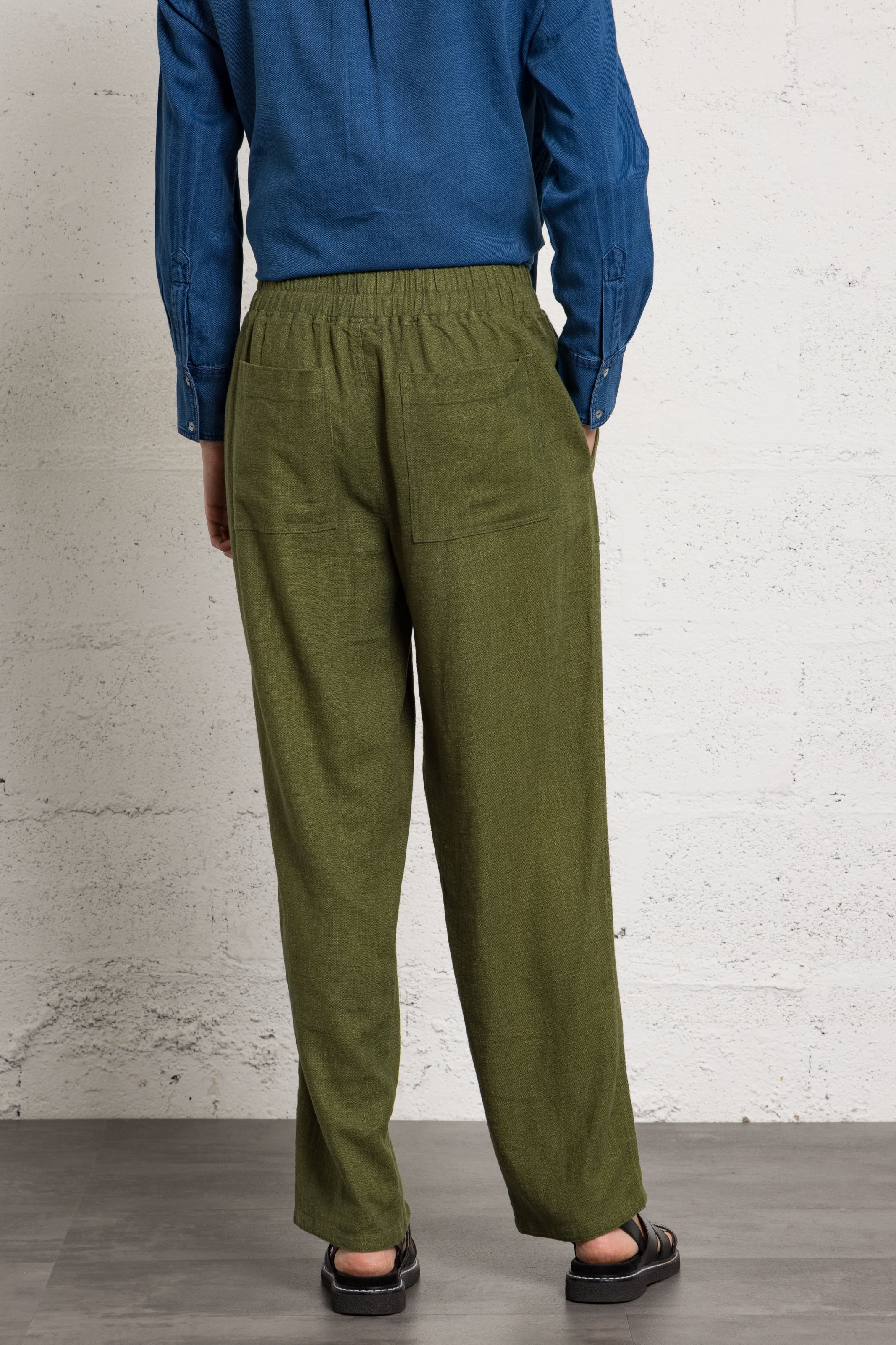 Hose aus Leinen und Baumwollmischung BELLA JONES Khaki