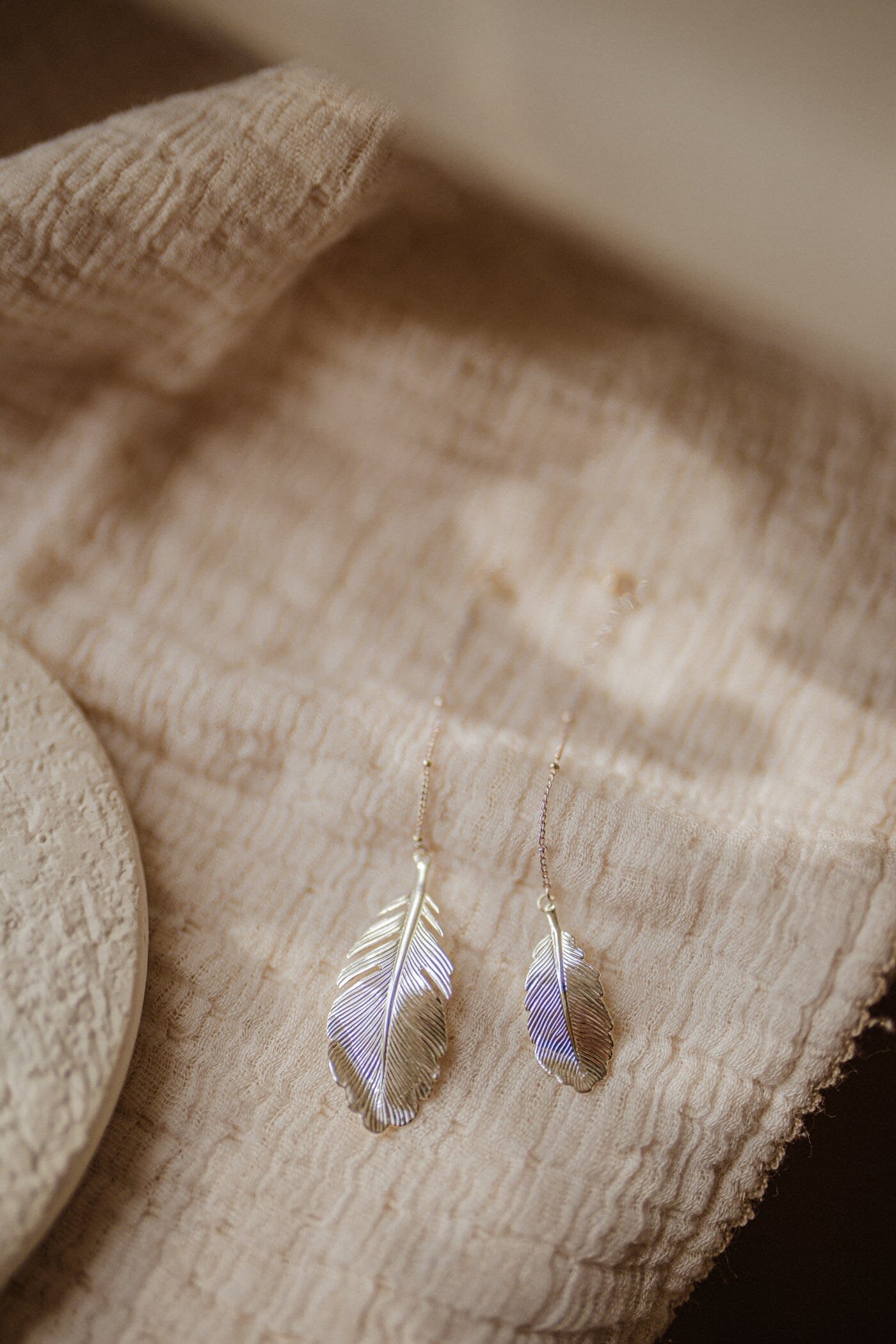 Dangling earrings gold-plated with gold leaves MONSIEUR SIMONE Silver