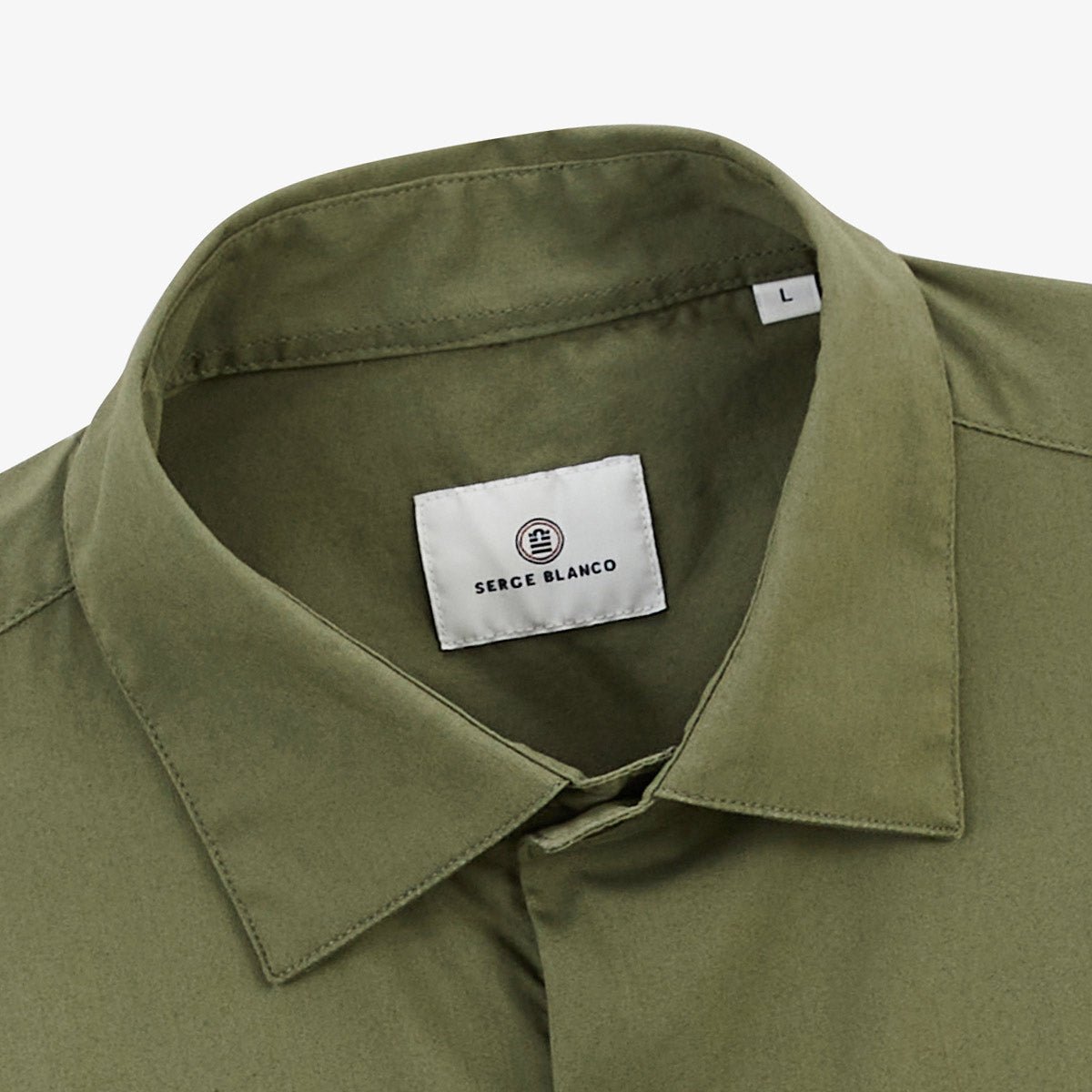 Solid color long-sleeve cotton stretch shirt SERGE BLANCO Green