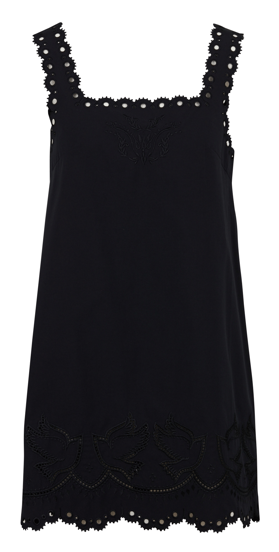 Short embroidered square-neck dress BERENICE