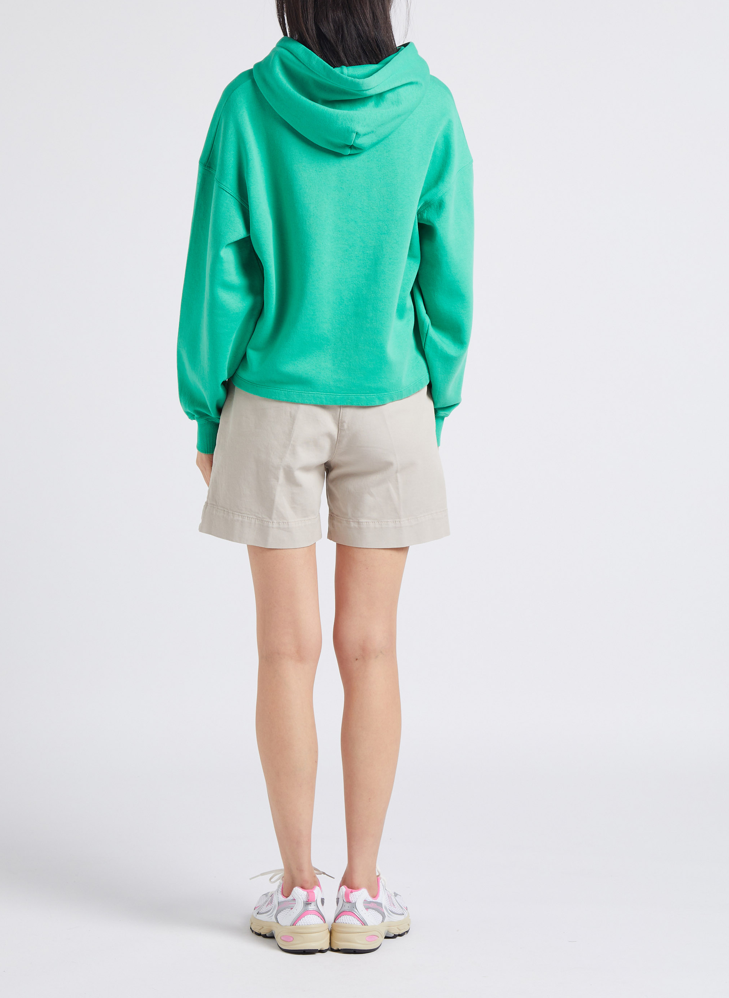 Wijde sweater met capuchon en borduursel - katoenblend MAISON LABICHE Groen
