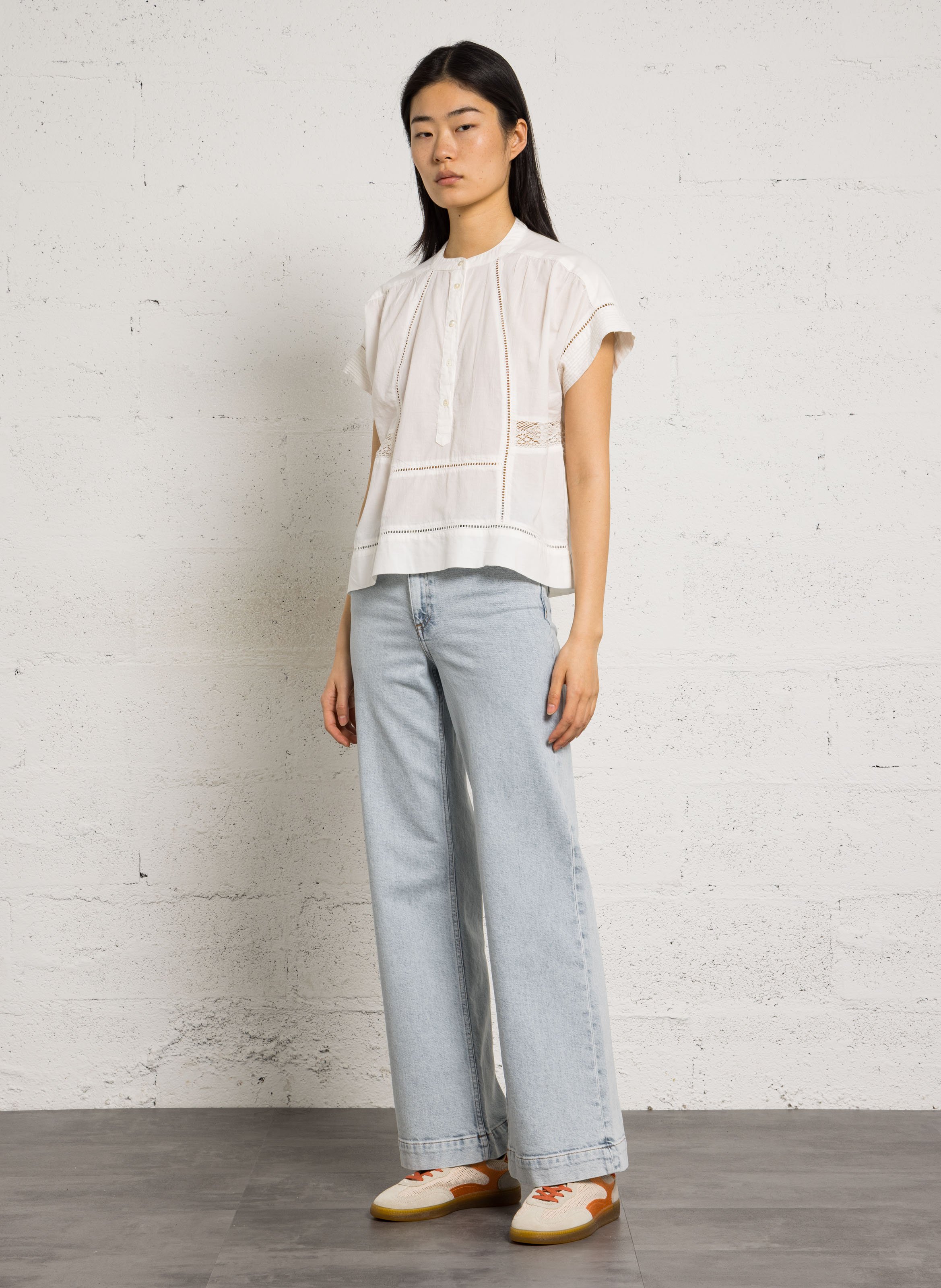 Straight cotton round-neck blouse HARTFORD Multicolored