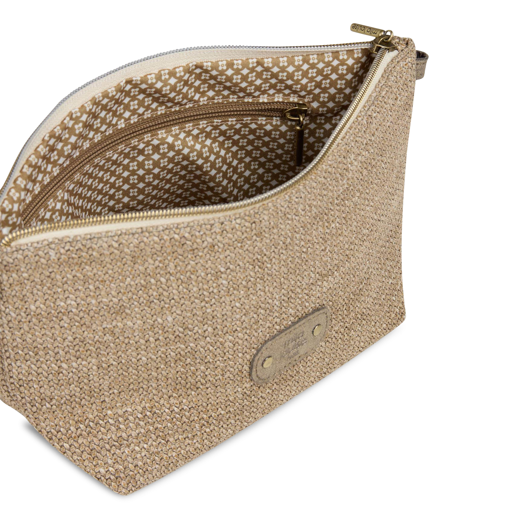 Sac bandoulière tressé à zip MILA LOUISE Vert