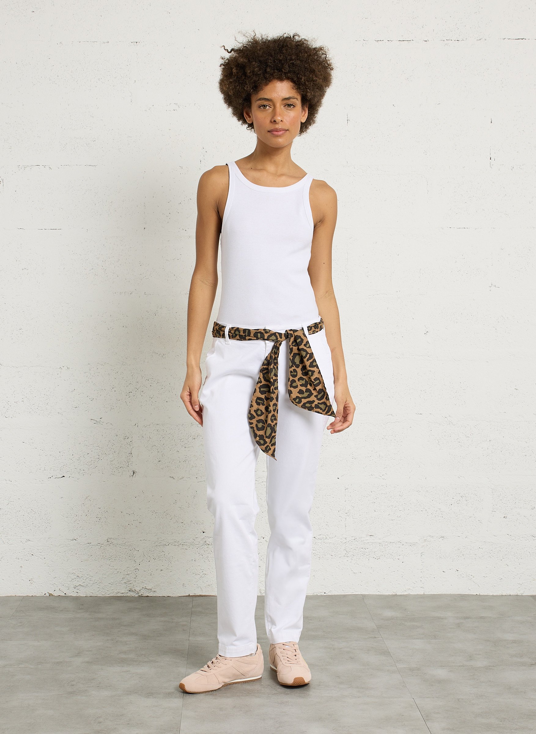 Pantalon droit en coton mélangé LE TEMPS DES CERISES Blanc