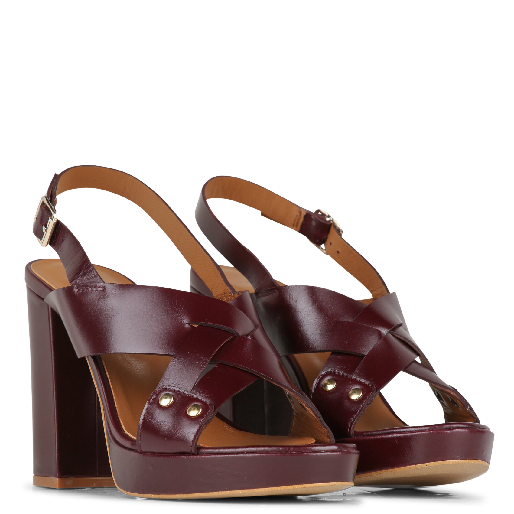 Sandales hautes en cuir MAISON 123 Rouge