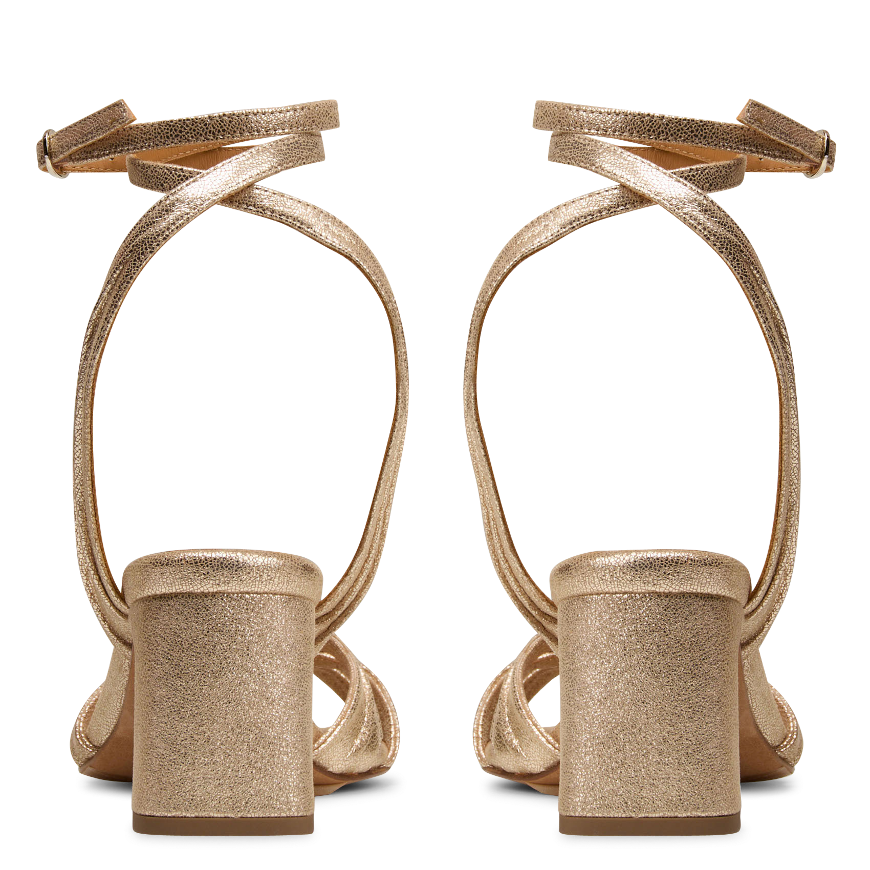Ledersandalen mit Absatz, Metallic-Look BOBBIES Golden