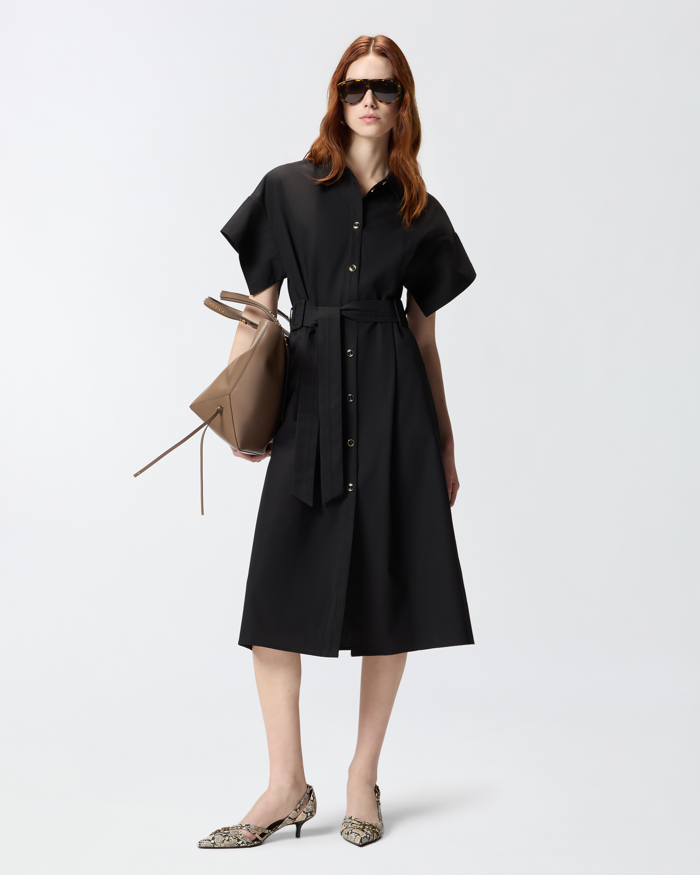 Robe chemise midi ceinturée PINKO Noir