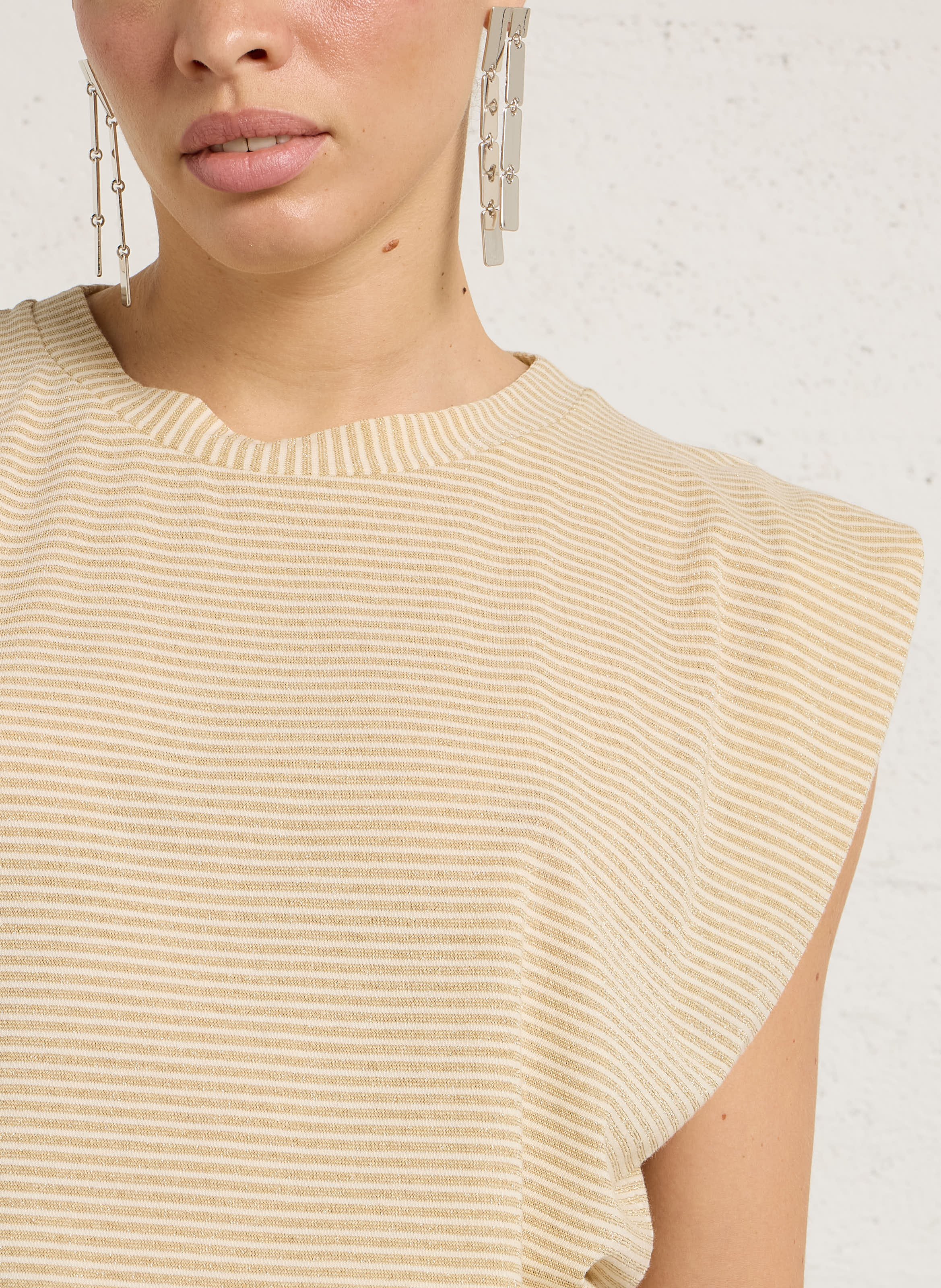 Top oversize en maille rayée MOMONI Doré