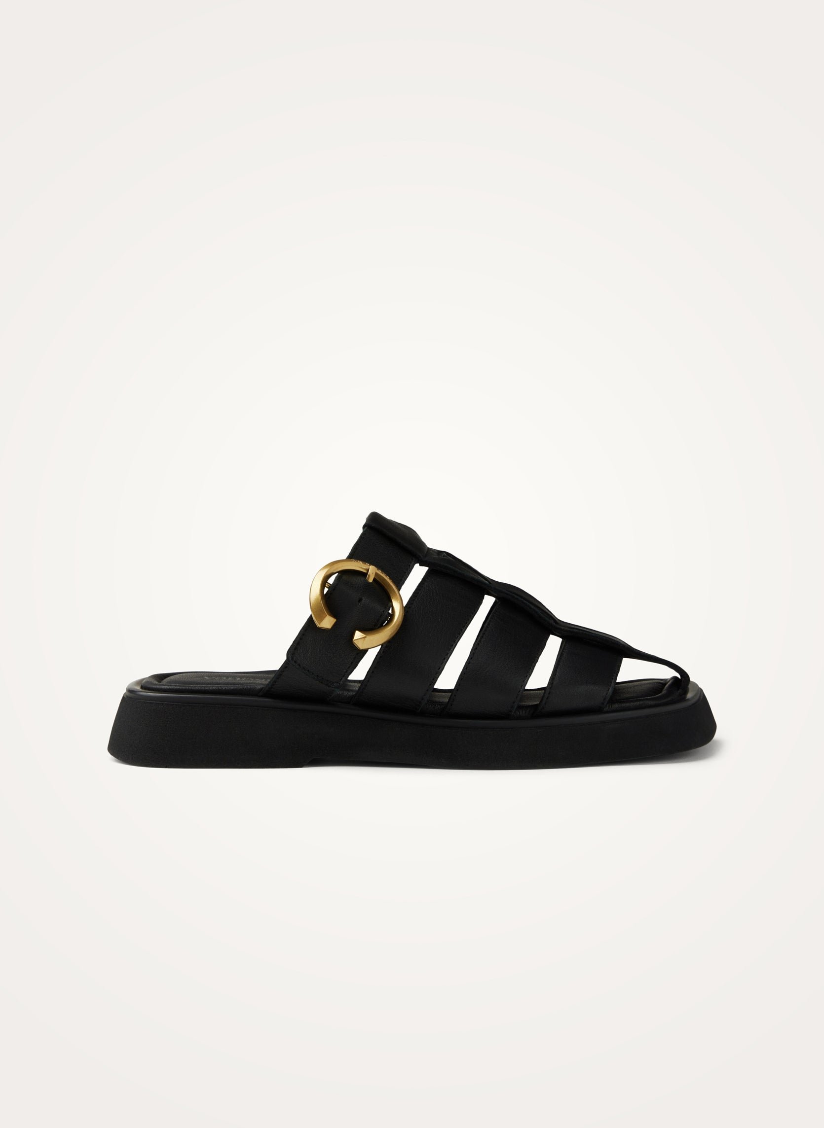 Flat multi-strap leather mules with metallic effect VANESSA WU