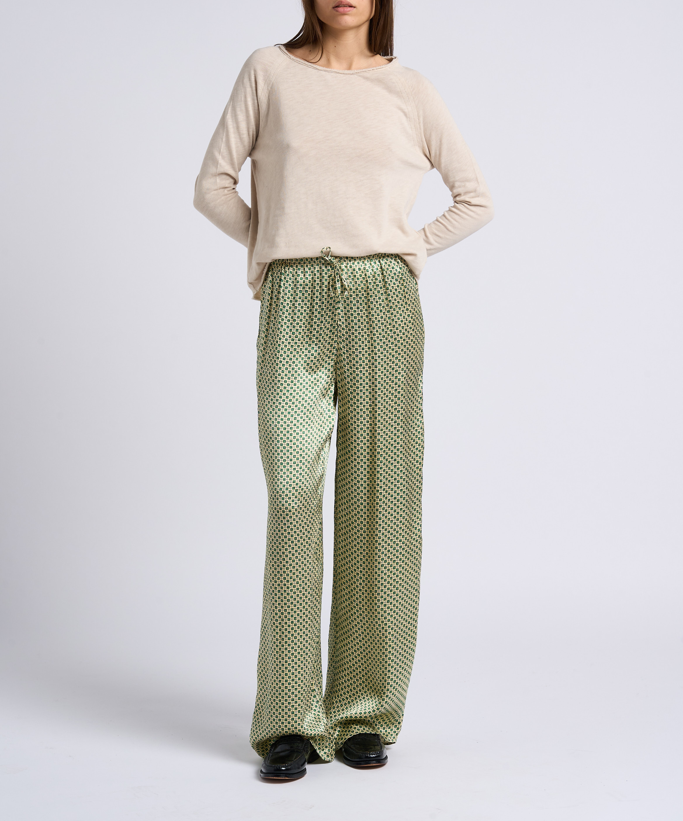 Baumwoll-T-Shirt mit U-Boot-Ausschnitt AMERICAN VINTAGE Beige