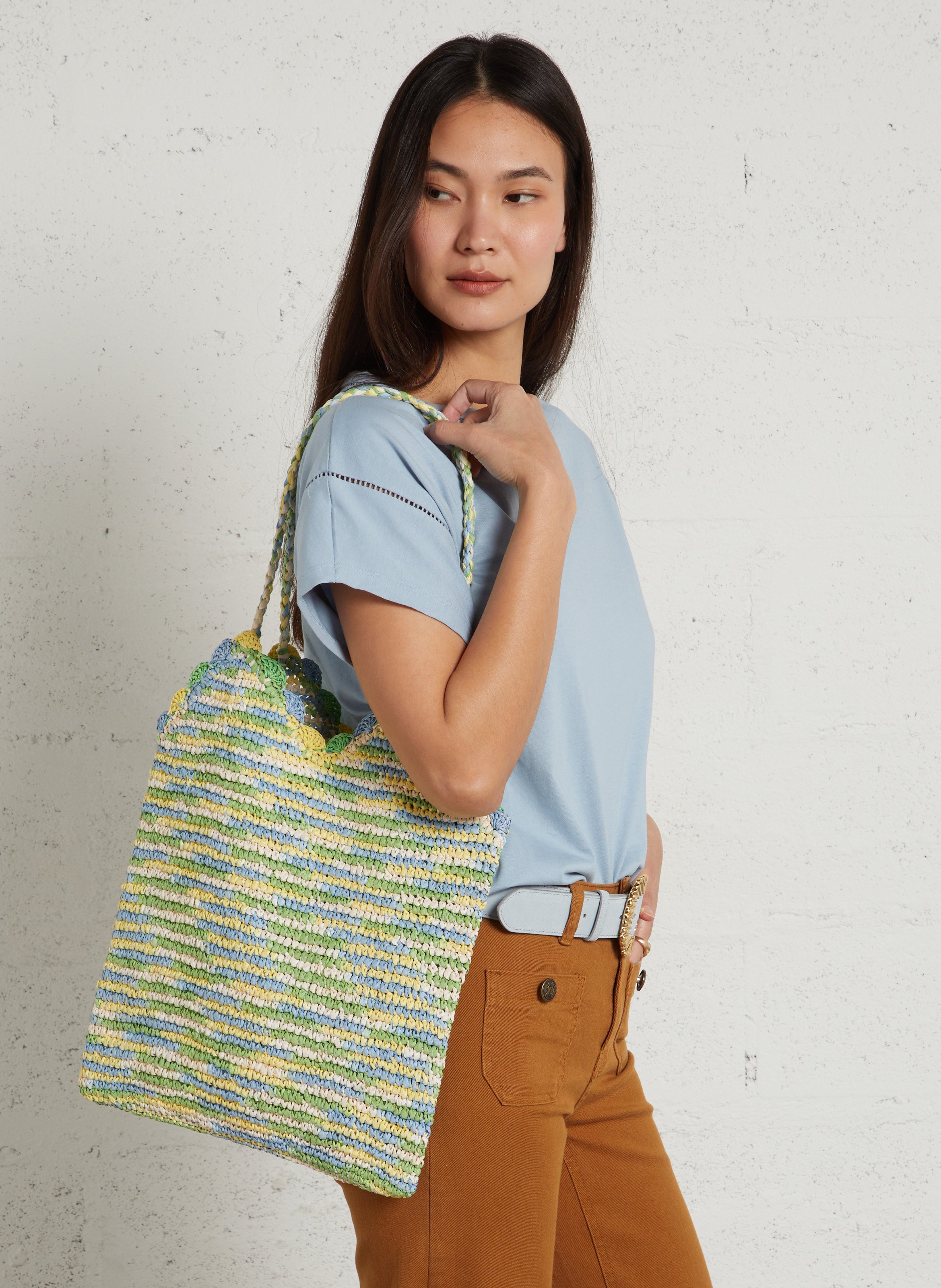 Sac moyen crochet en raphia PETITE MENDIGOTE Vert