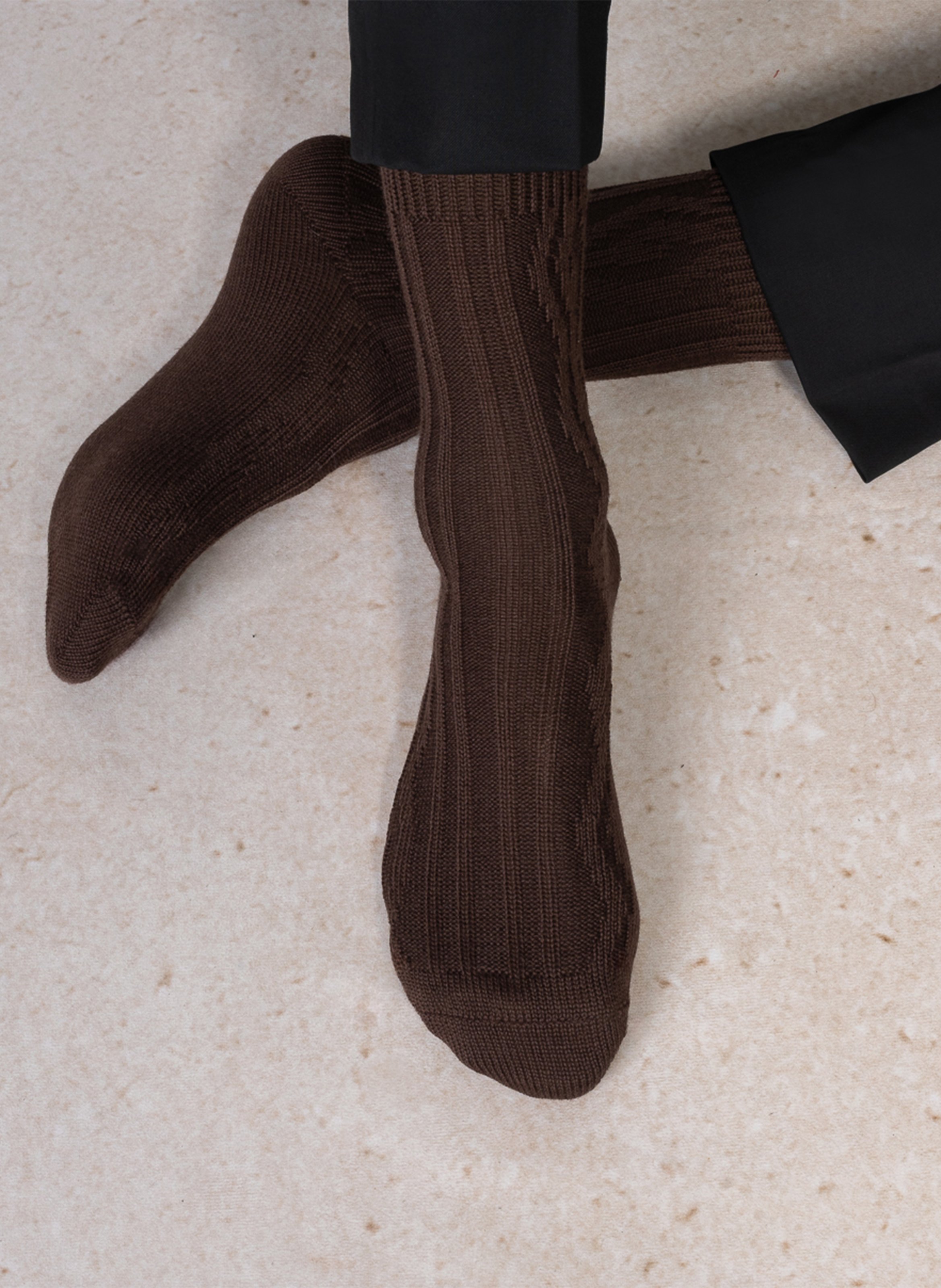 Chaussettes maille torsadée en laine mélangée BLEUFORET