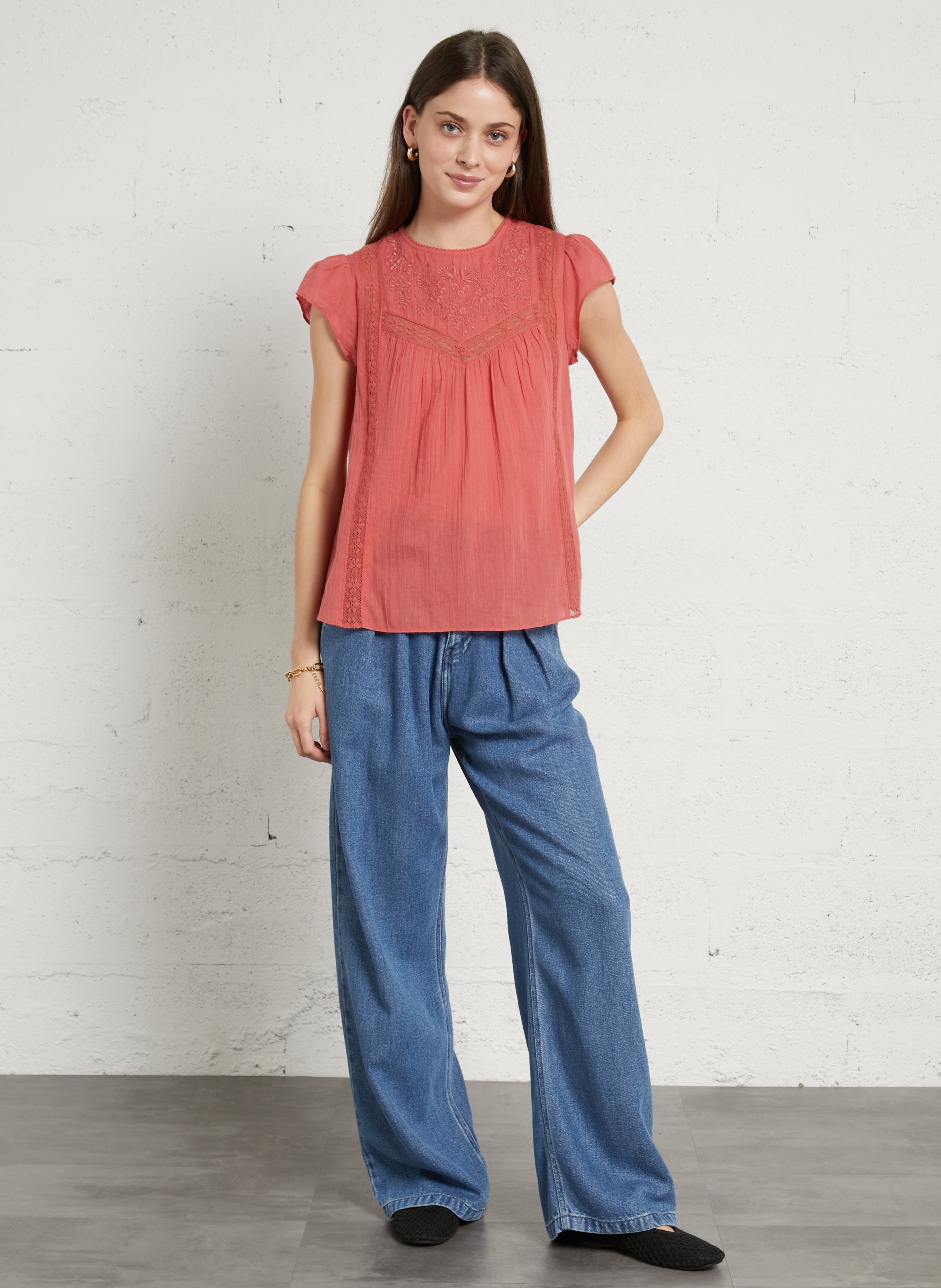 Soft wide-leg denim trousers THE NEW SOCIETY Blue